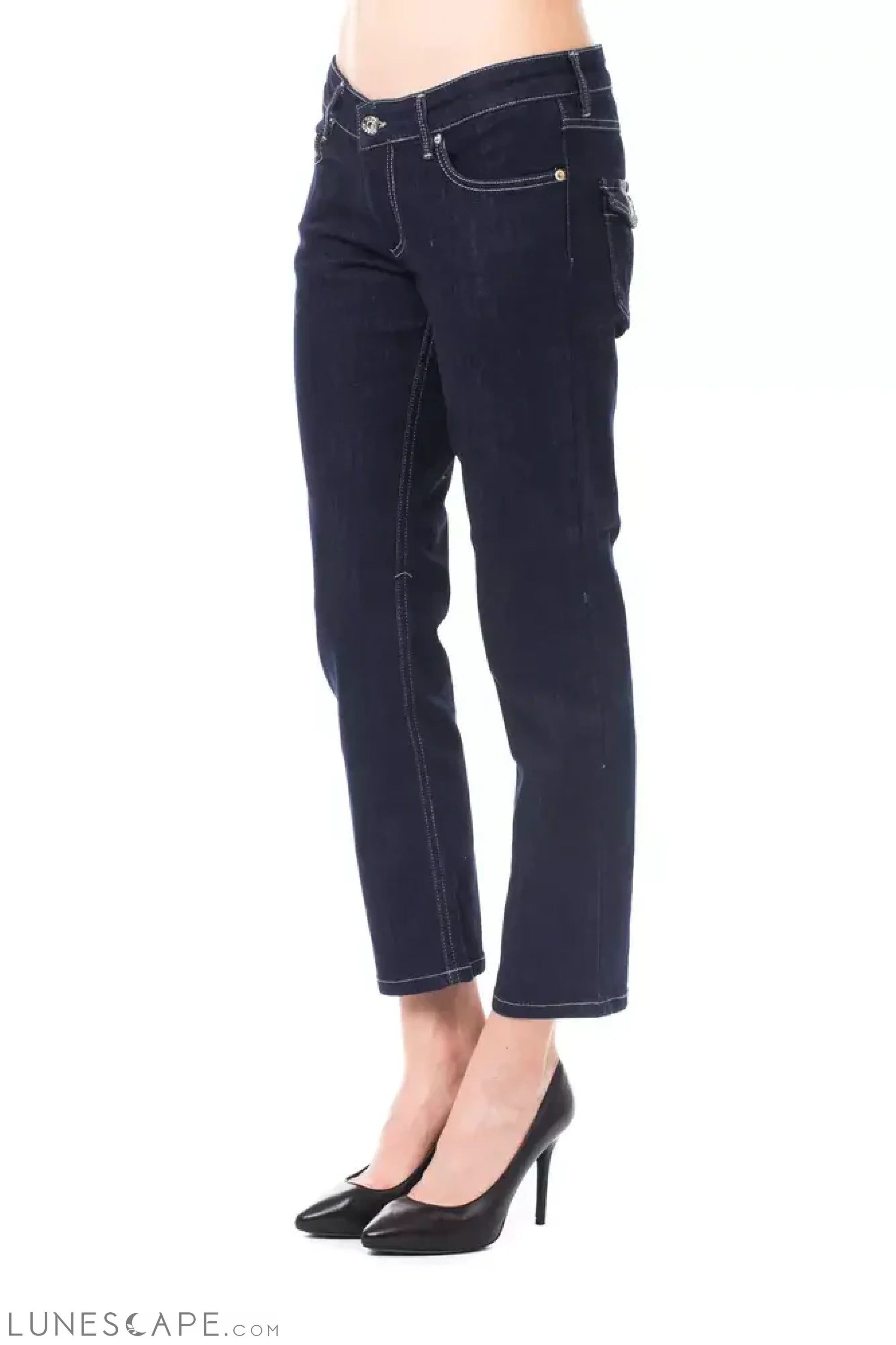 Ungaro Fever Blue Cotton Women Capri Jeans LUNESCAPE