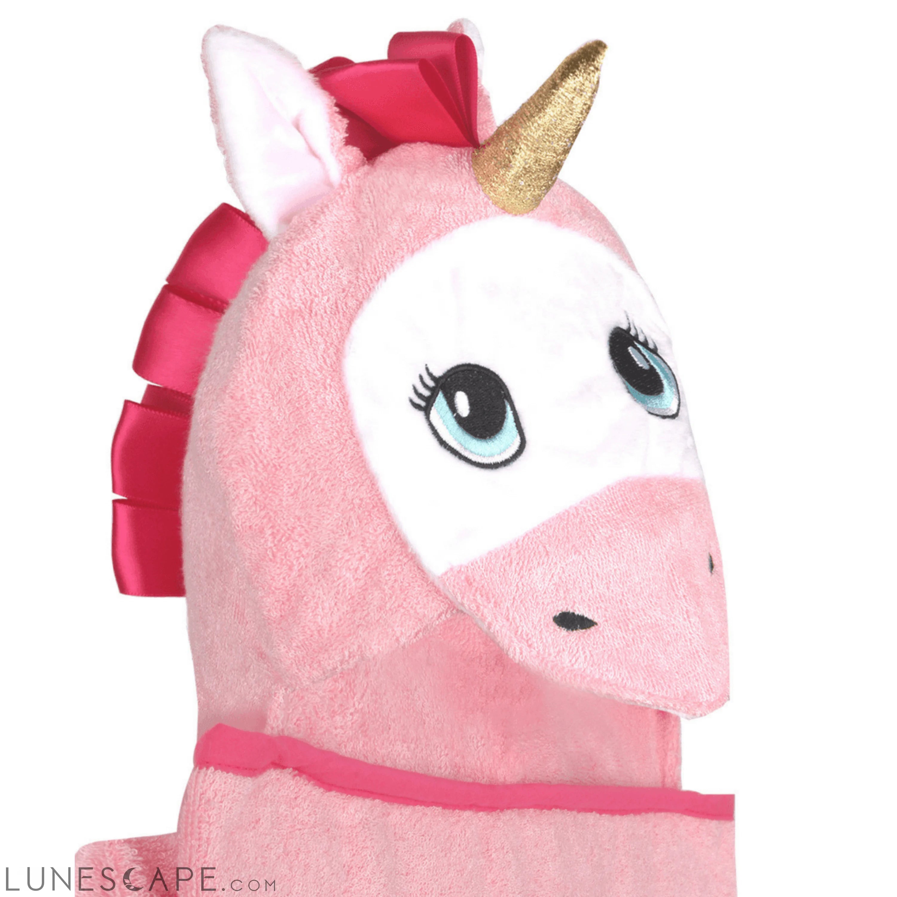 Unicorn Organic Bamboo Hooded Bath Towel - Pink LUNESCAPE