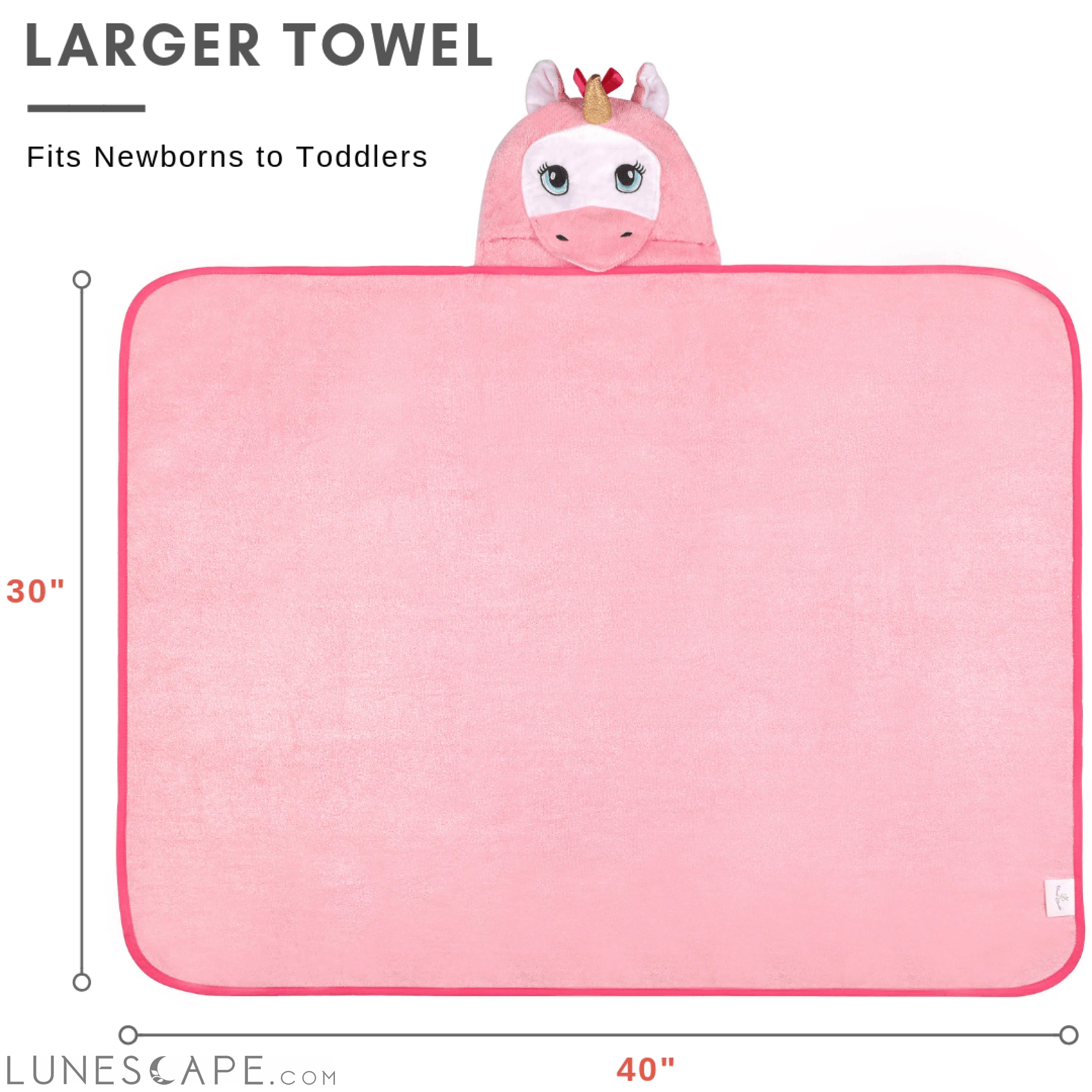 Unicorn Organic Bamboo Hooded Bath Towel - Pink LUNESCAPE