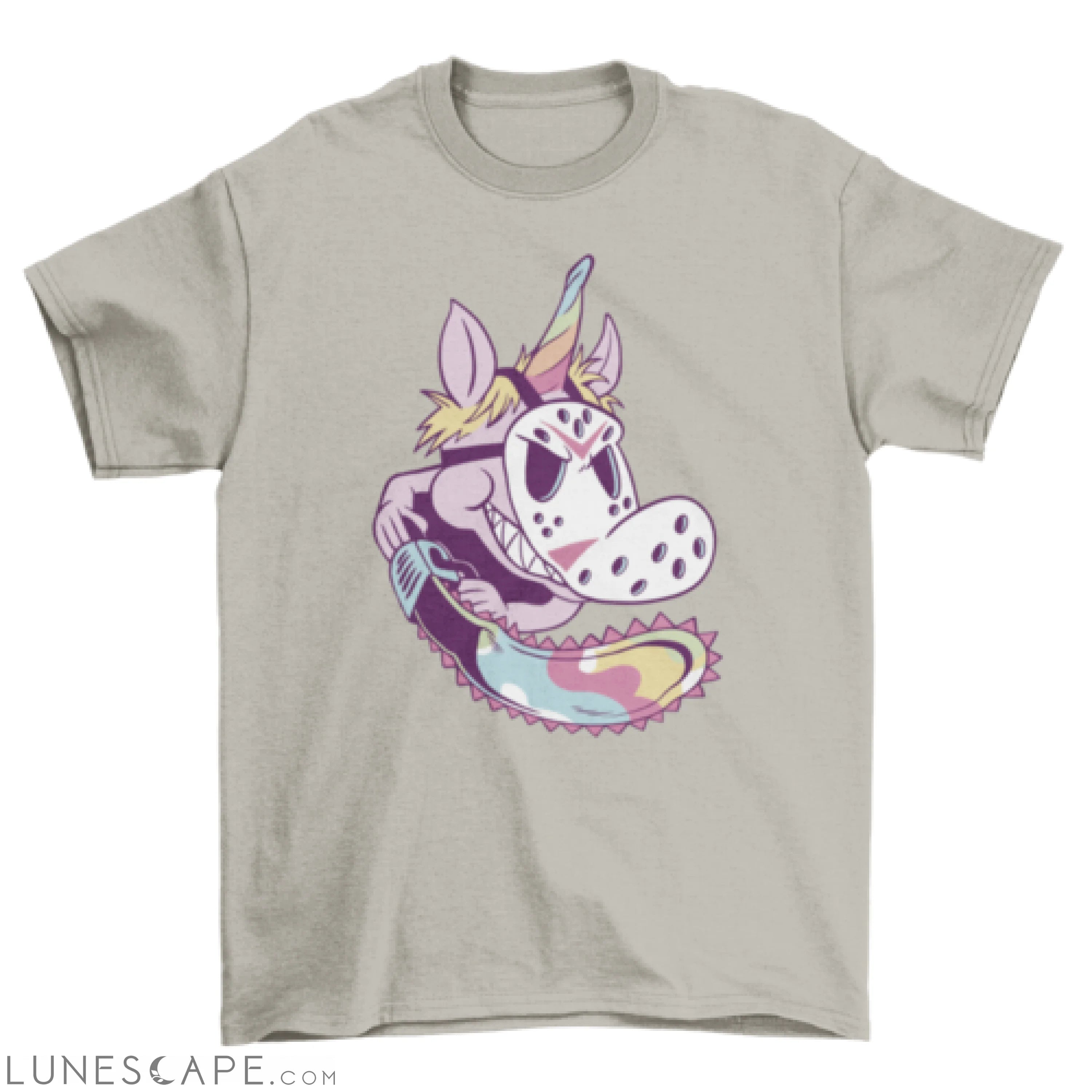 Unicorn with chainsaw t-shirt LUNESCAPE