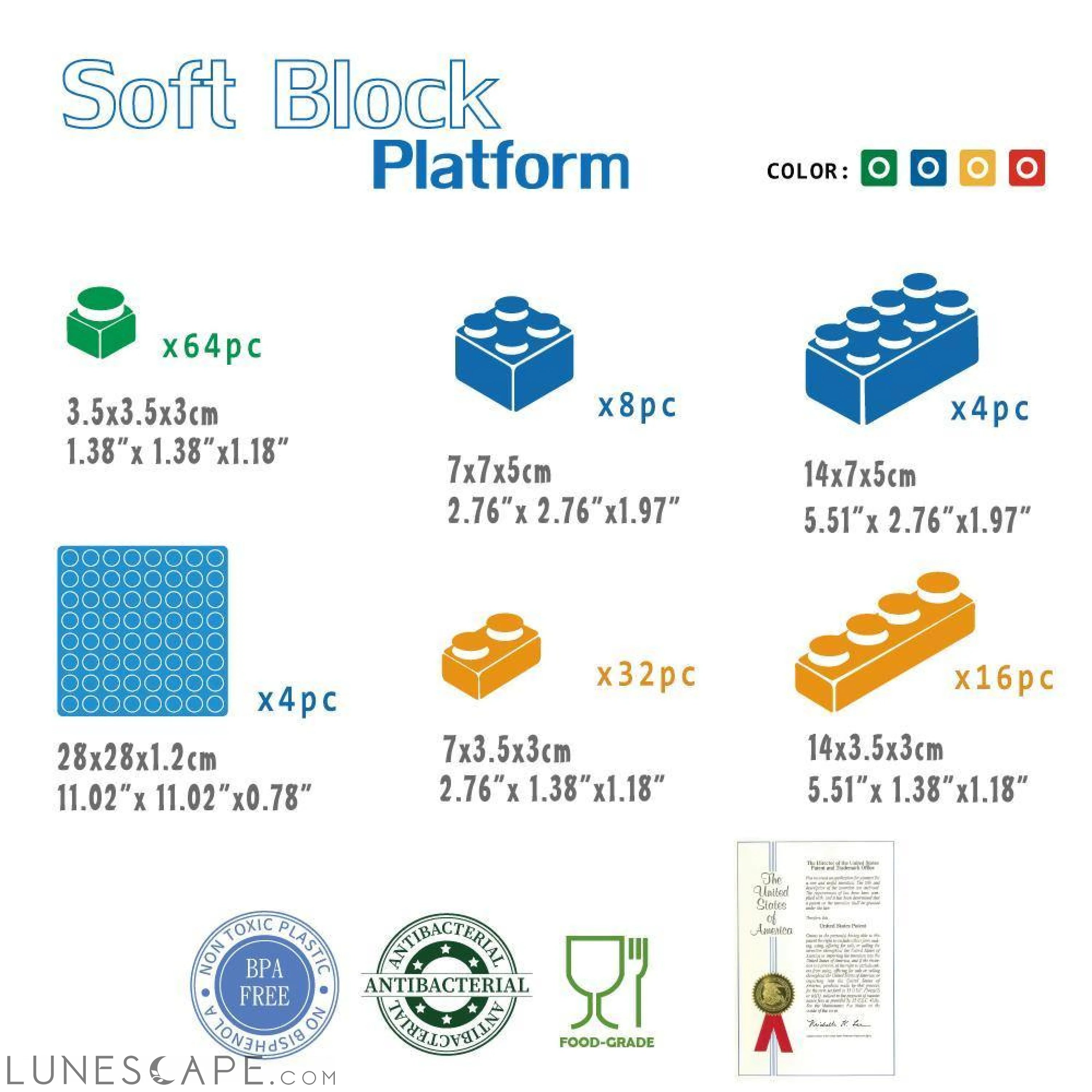 UNiPLAY Soft Building Blocks - 124 Pcs. LUNESCAPE