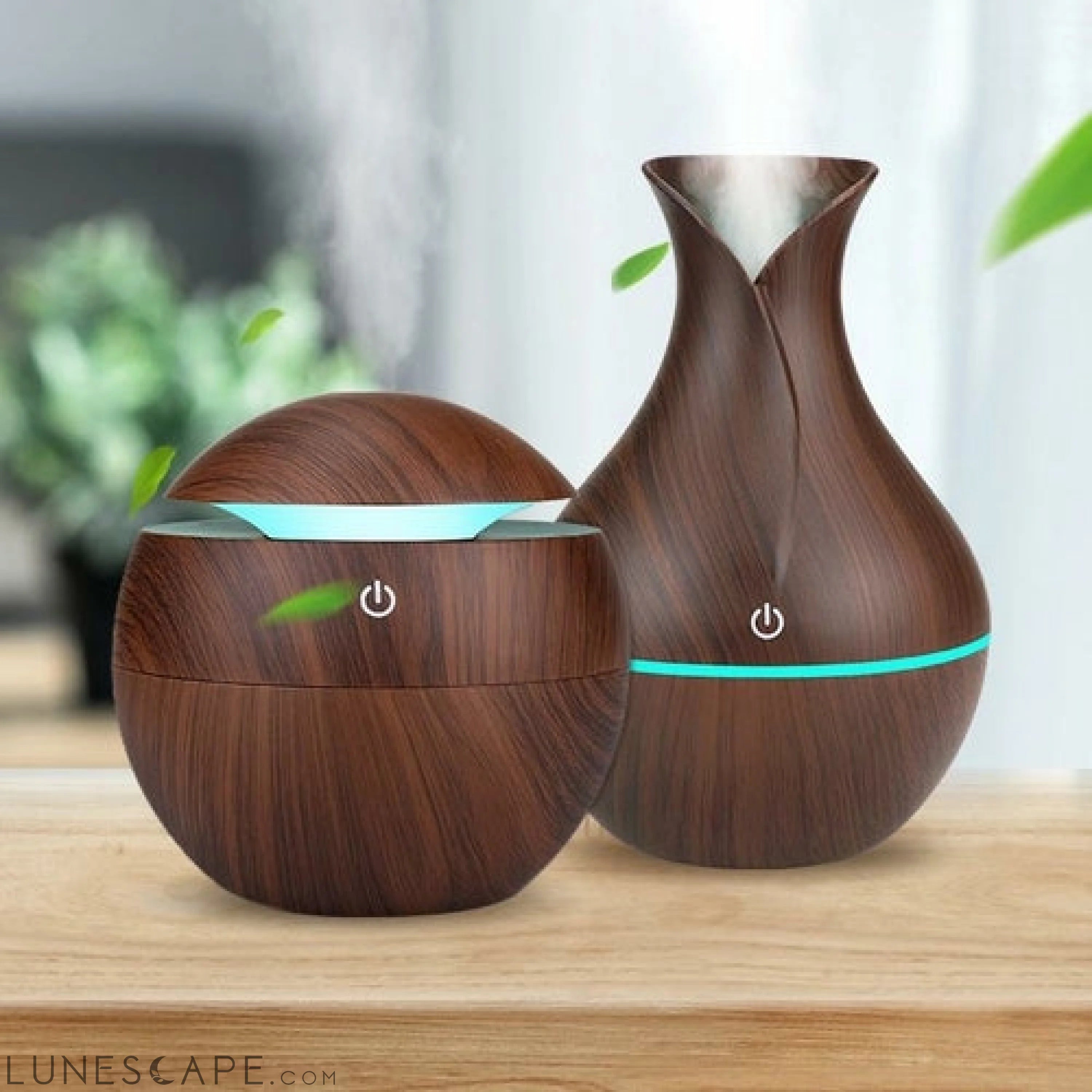 USB Aroma Air Humidifier Wood Grain with LED Lights Diffuser LUNESCAPE