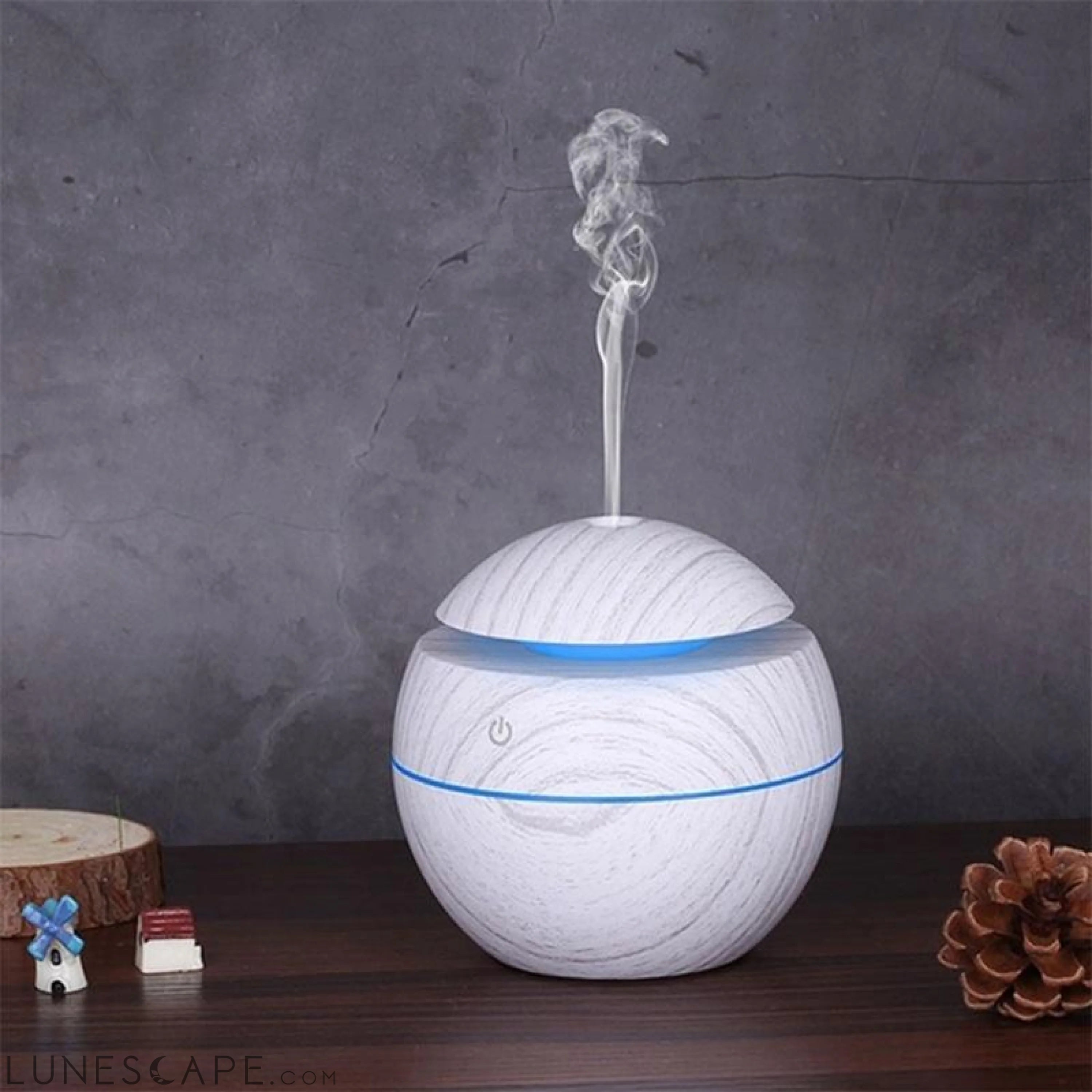 USB Aroma Air Humidifier Wood Grain with LED Lights Diffuser LUNESCAPE