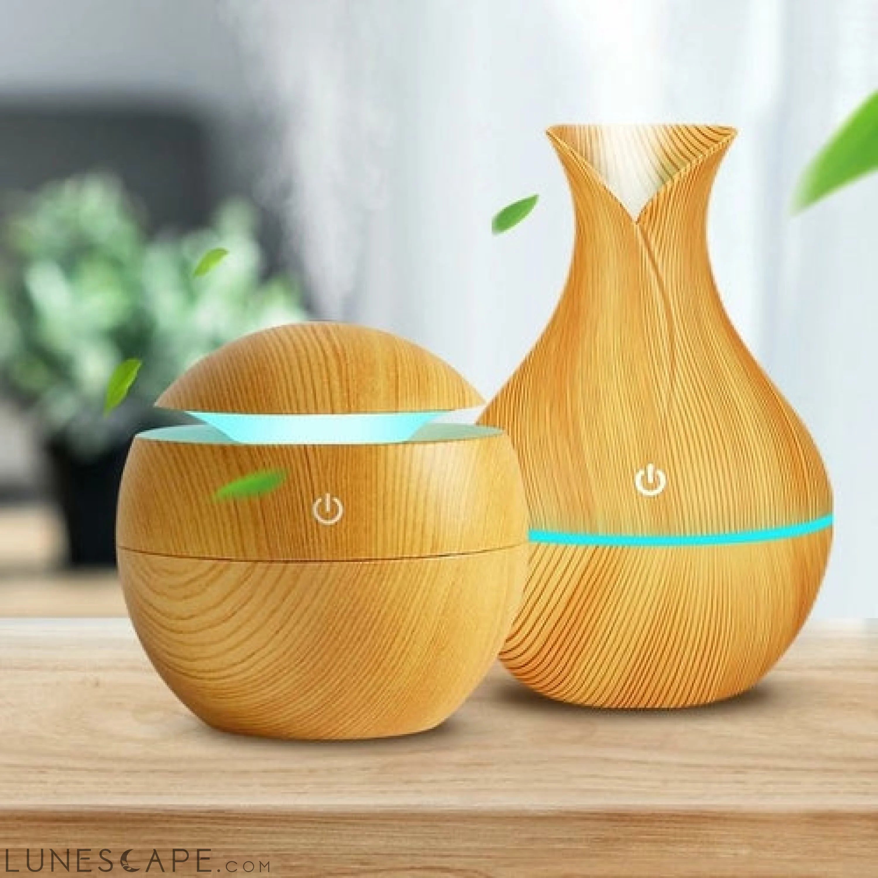 USB Aroma Air Humidifier Wood Grain with LED Lights Diffuser LUNESCAPE