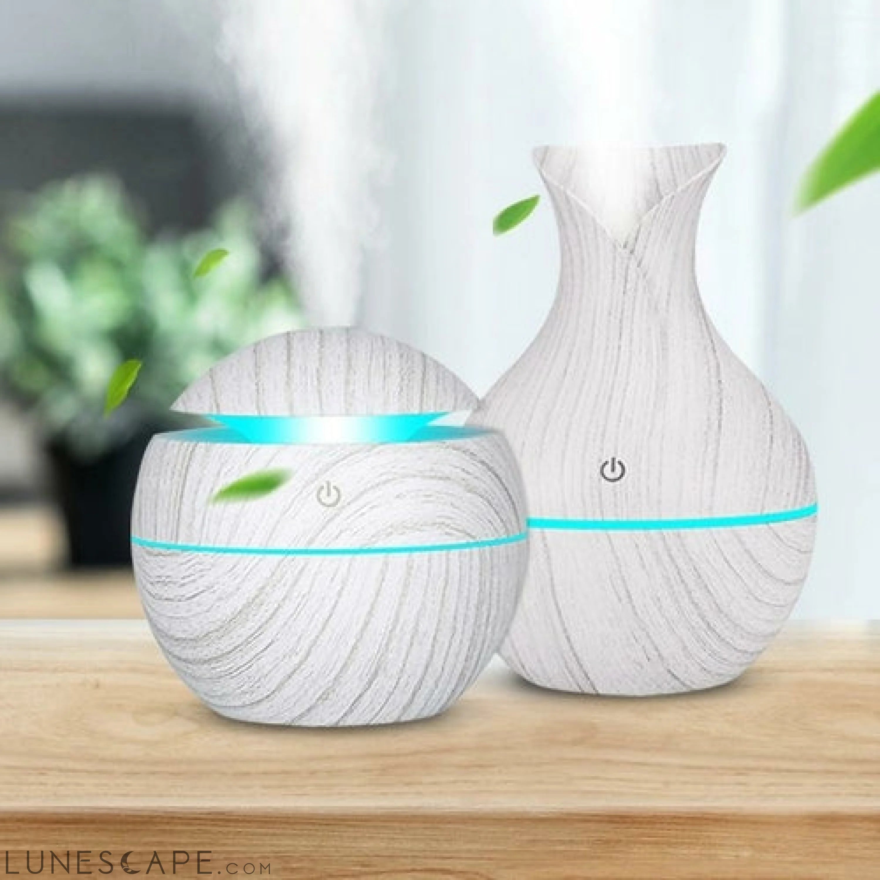 USB Aroma Air Humidifier Wood Grain with LED Lights Diffuser LUNESCAPE