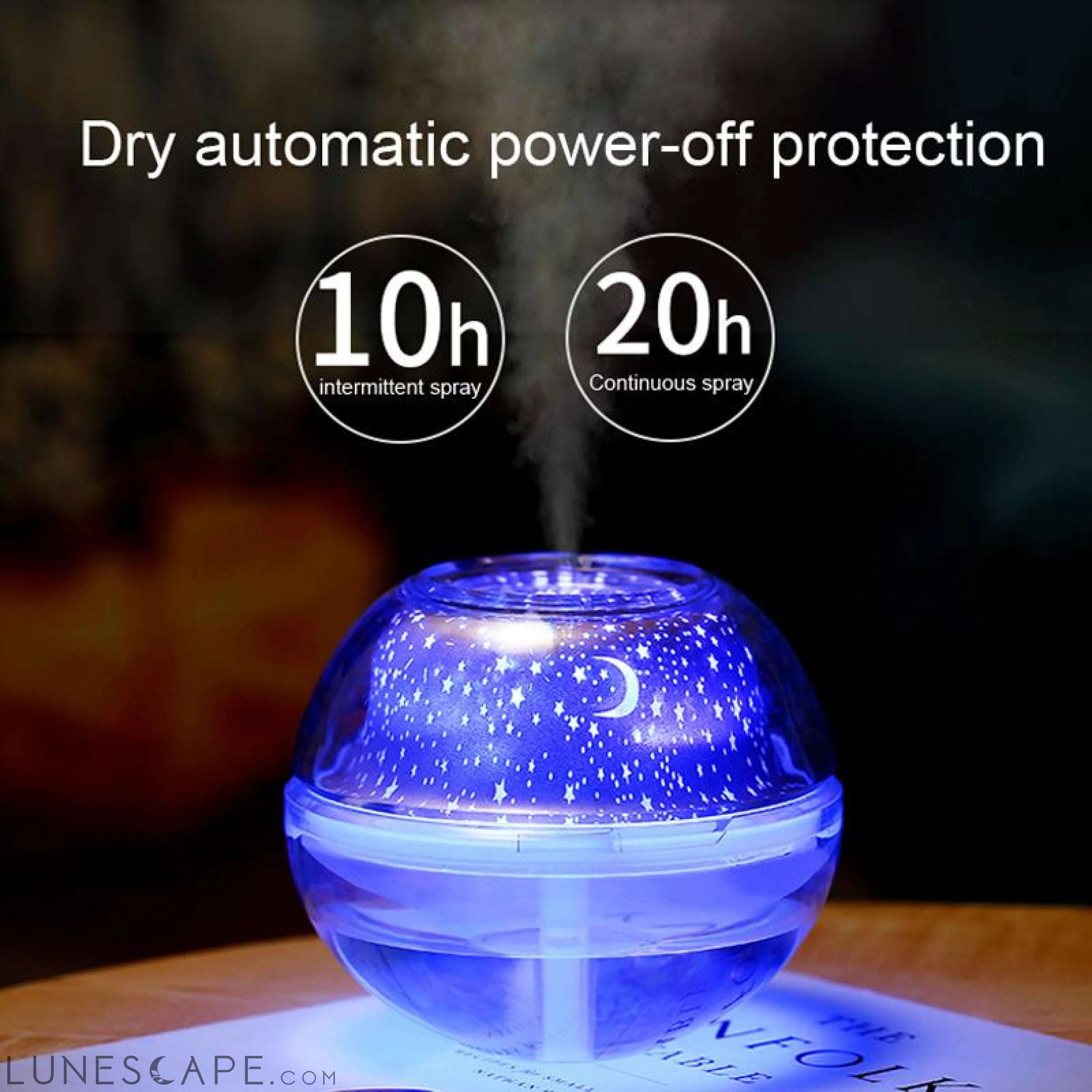 USB Crystal Night Lamp Projector 500ml Air Humidifier Desktop Aroma LUNESCAPE