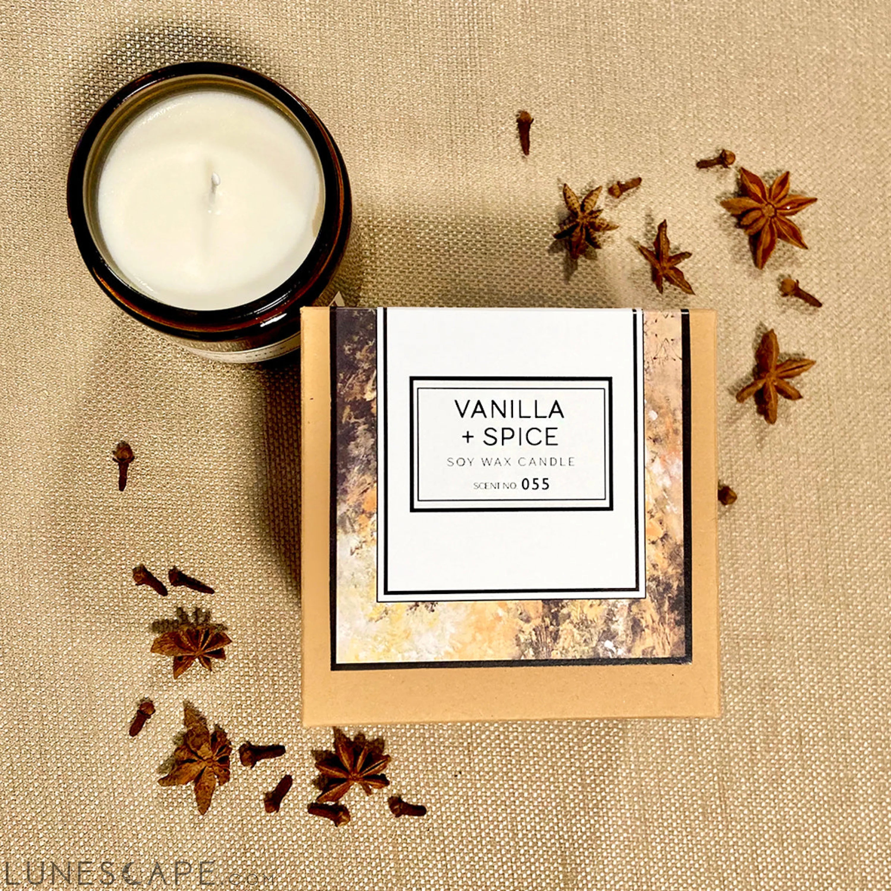 Vanilla + Spice 8oz Soy Wax Candle LUNESCAPE