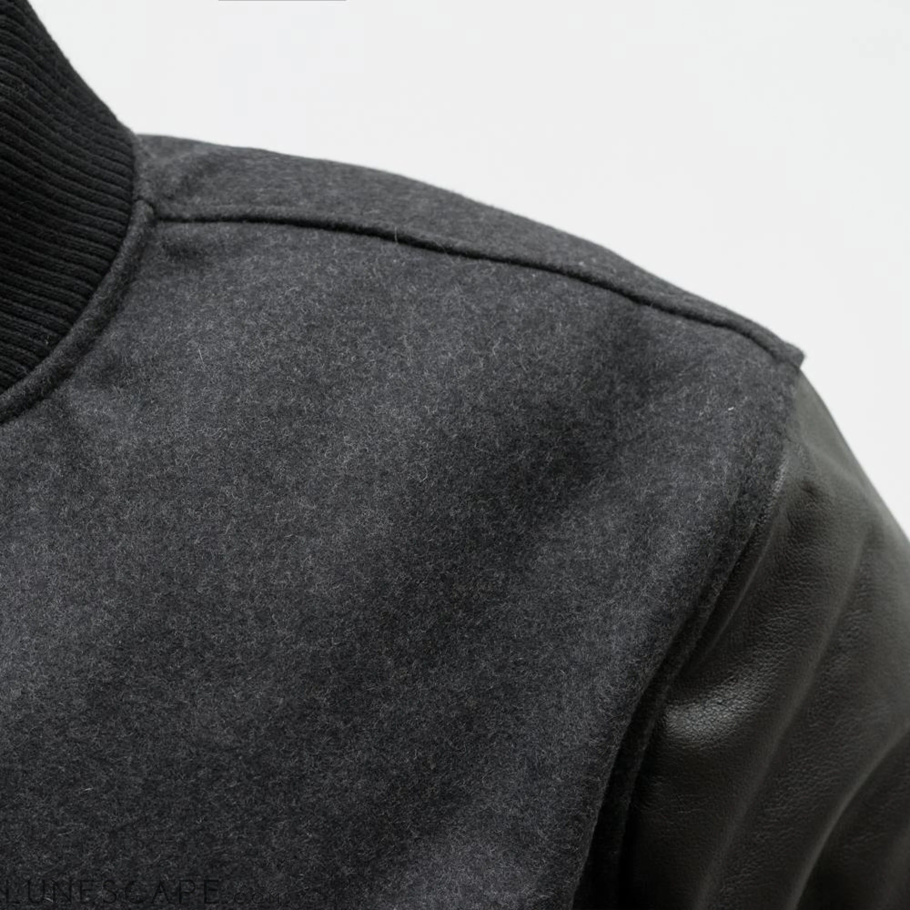 Varsity - Men's Woolen Jacket with Leather Sleeves LUNESCAPE