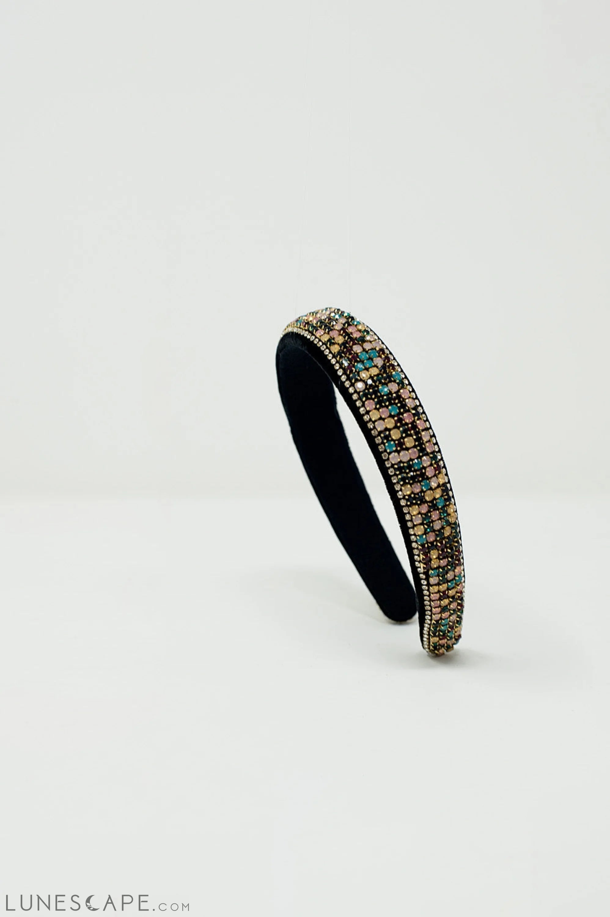 Velvet Headband With Rhinestone Embellishments LUNESCAPE