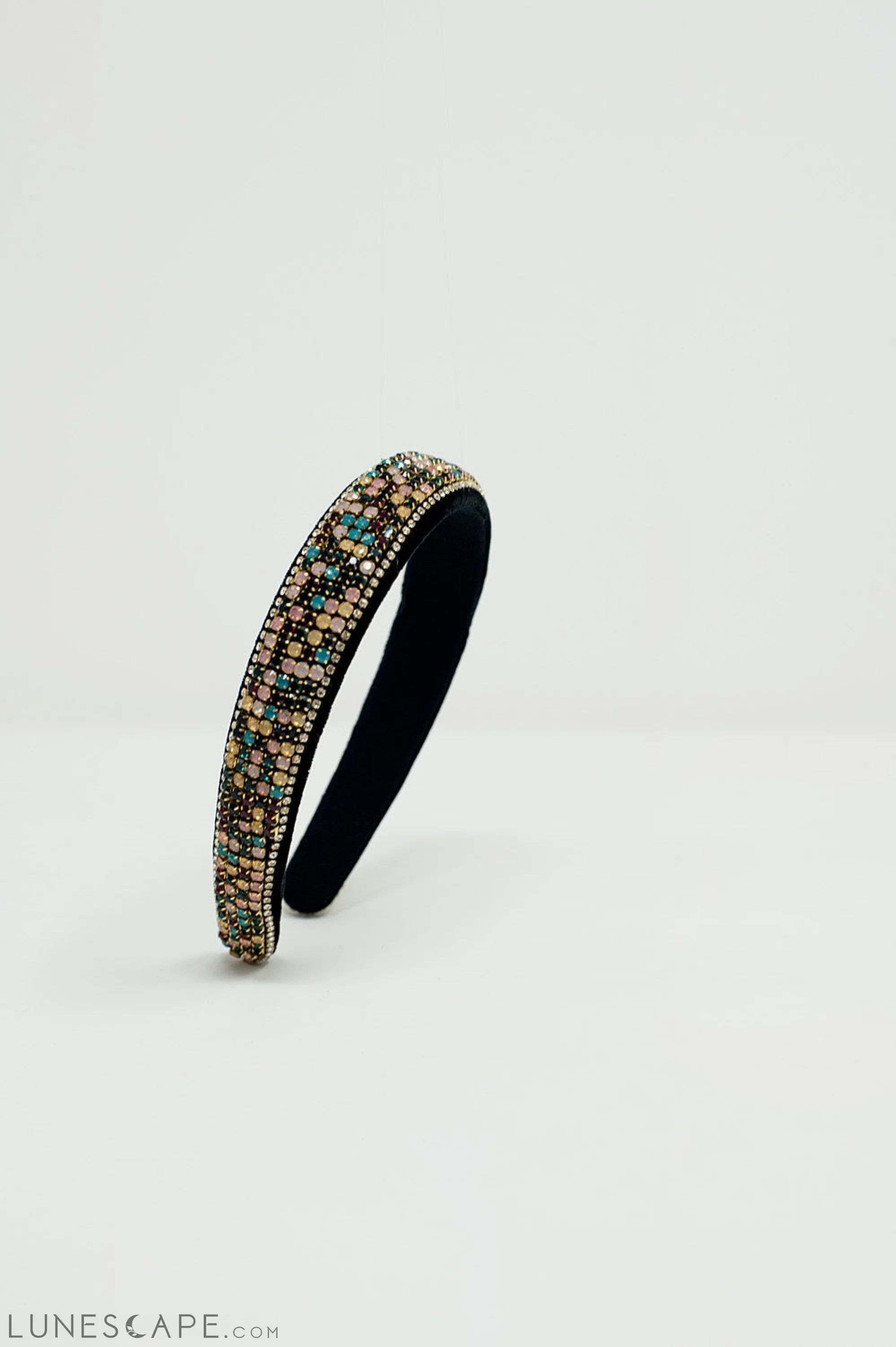 Velvet Headband With Rhinestone Embellishments LUNESCAPE