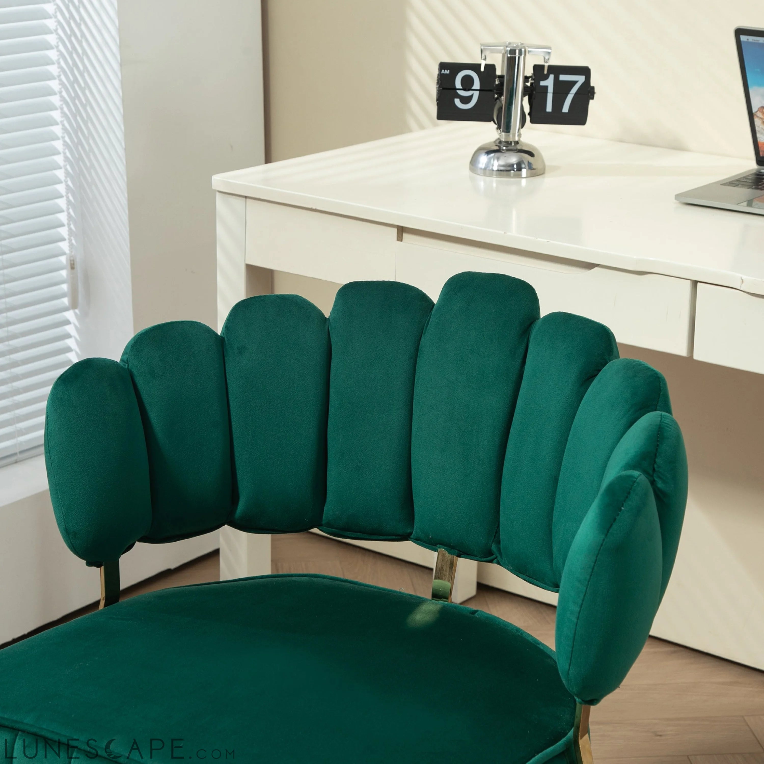 Velvet Home Office Desk Chair, Modern Cute Computer Chair, Wheels LUNESCAPE