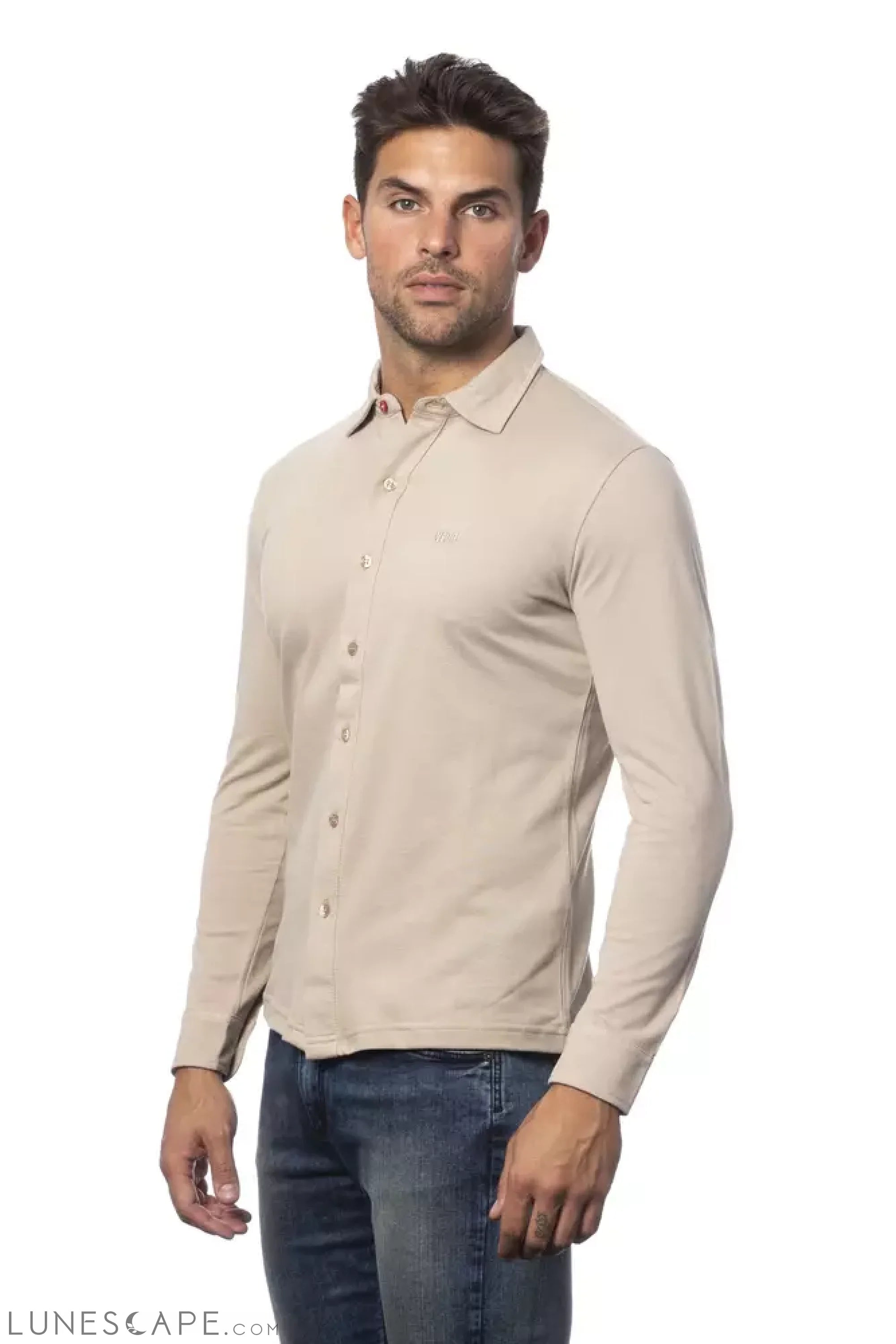 Verri Beige Cotton Men Shirt LUNESCAPE