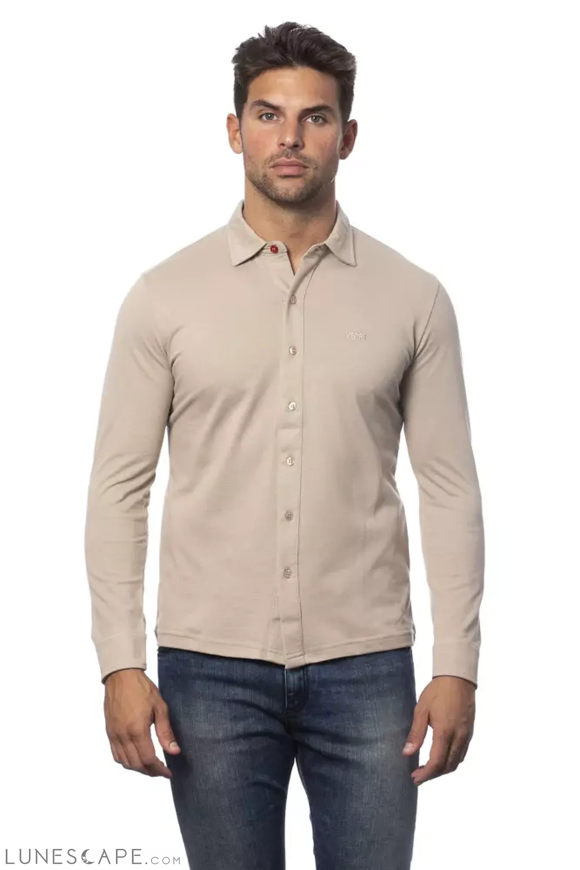 Verri Beige Cotton Men Shirt LUNESCAPE