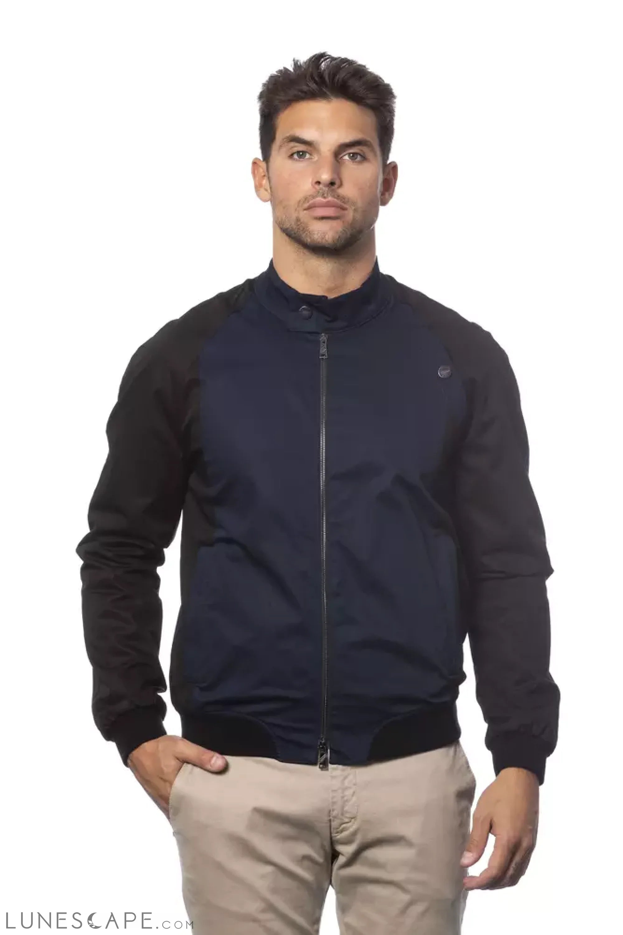 Verri Blue Cotton Men Bomber Jacket LUNESCAPE