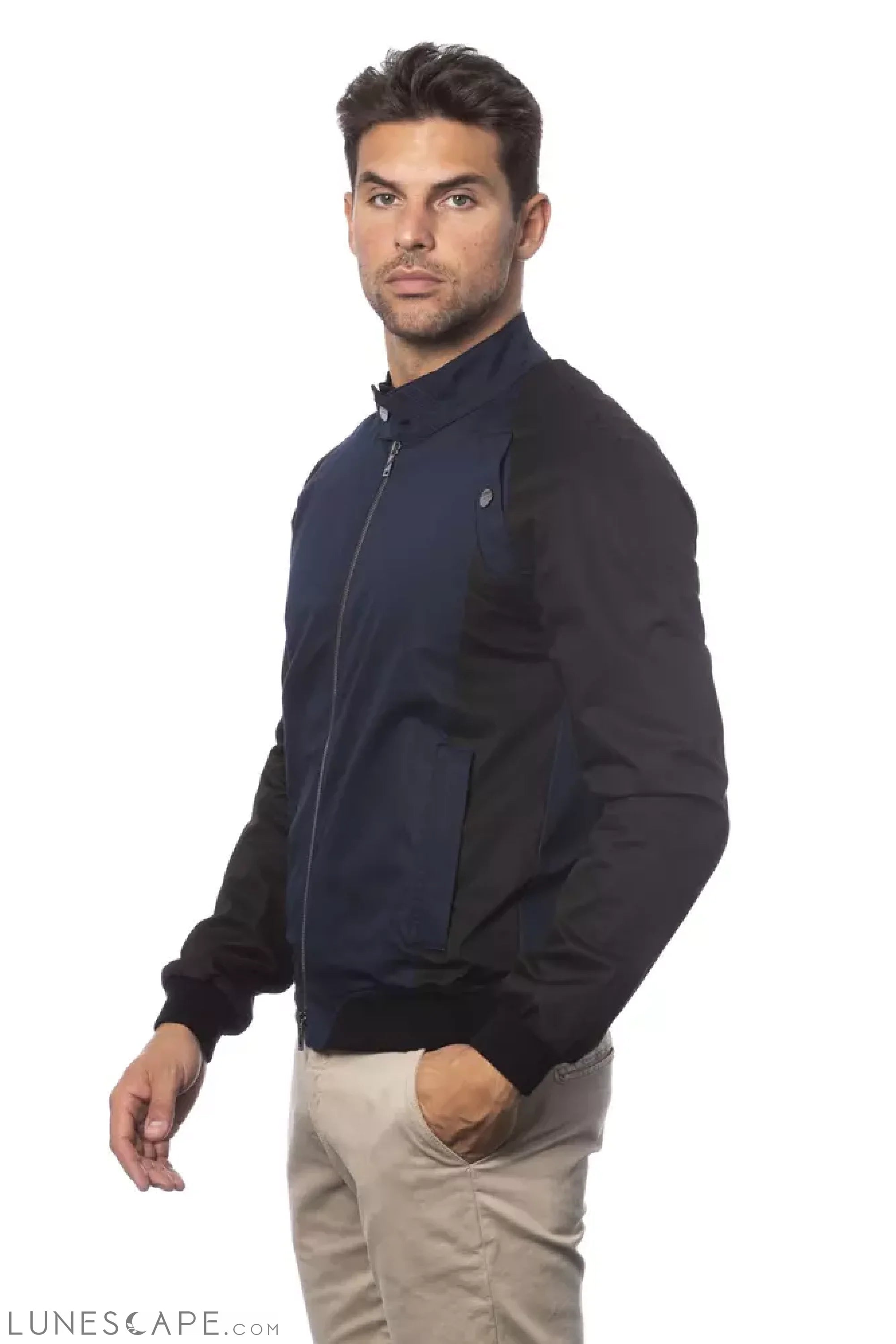 Verri Blue Cotton Men Bomber Jacket LUNESCAPE