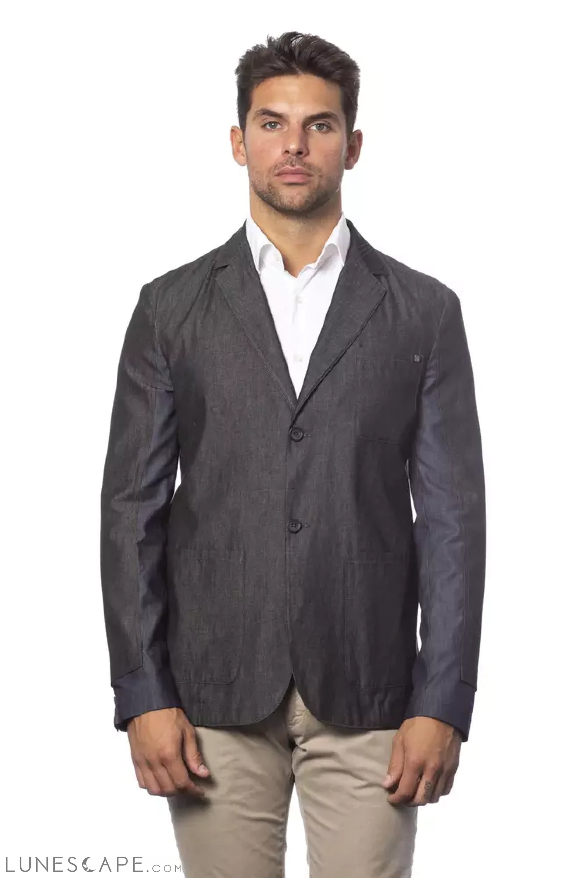 Verri Gray Cotton Men Blazer LUNESCAPE