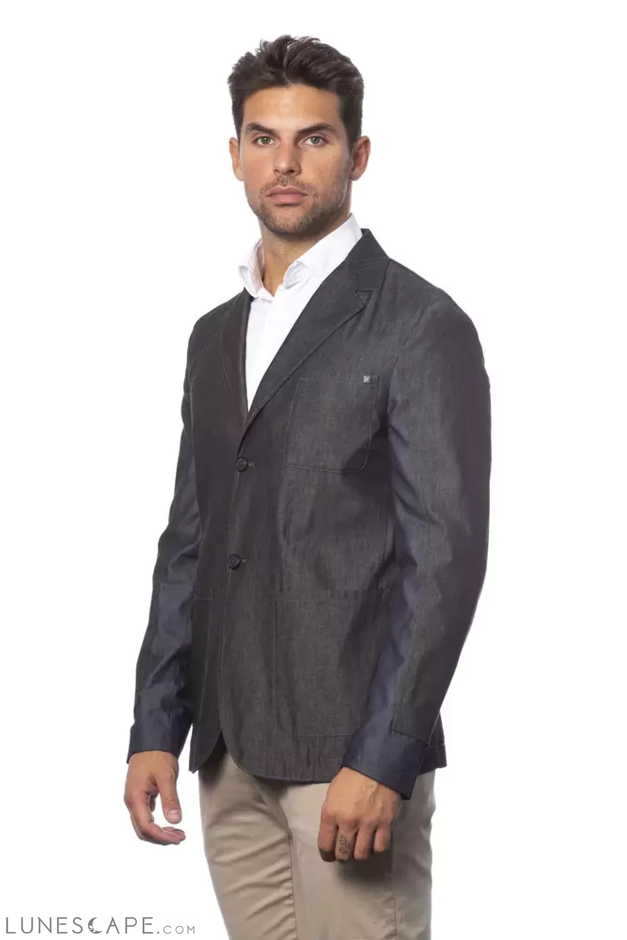 Verri Gray Cotton Men Blazer LUNESCAPE