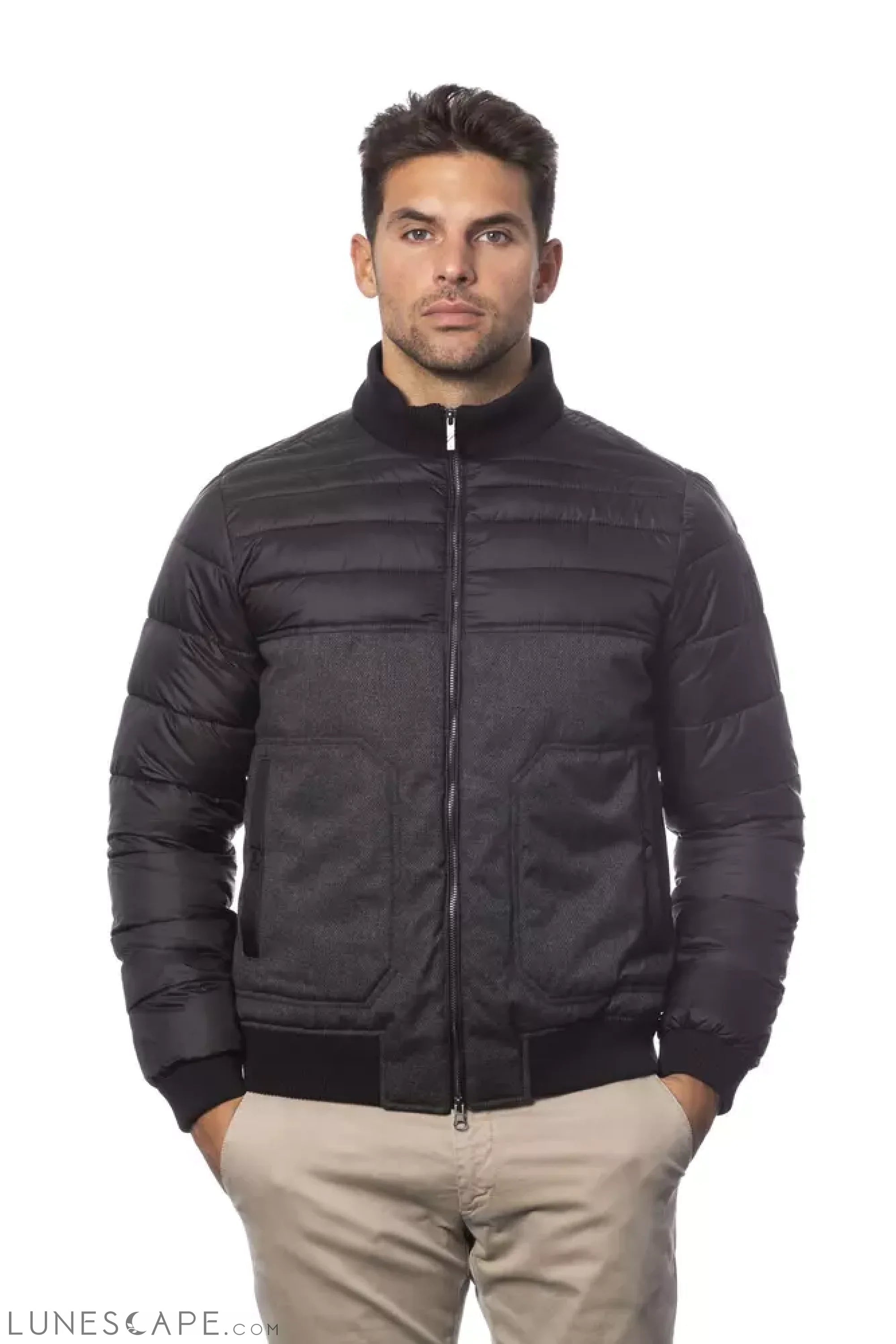 Verri Gray Polyester Men Bomber Jacket LUNESCAPE