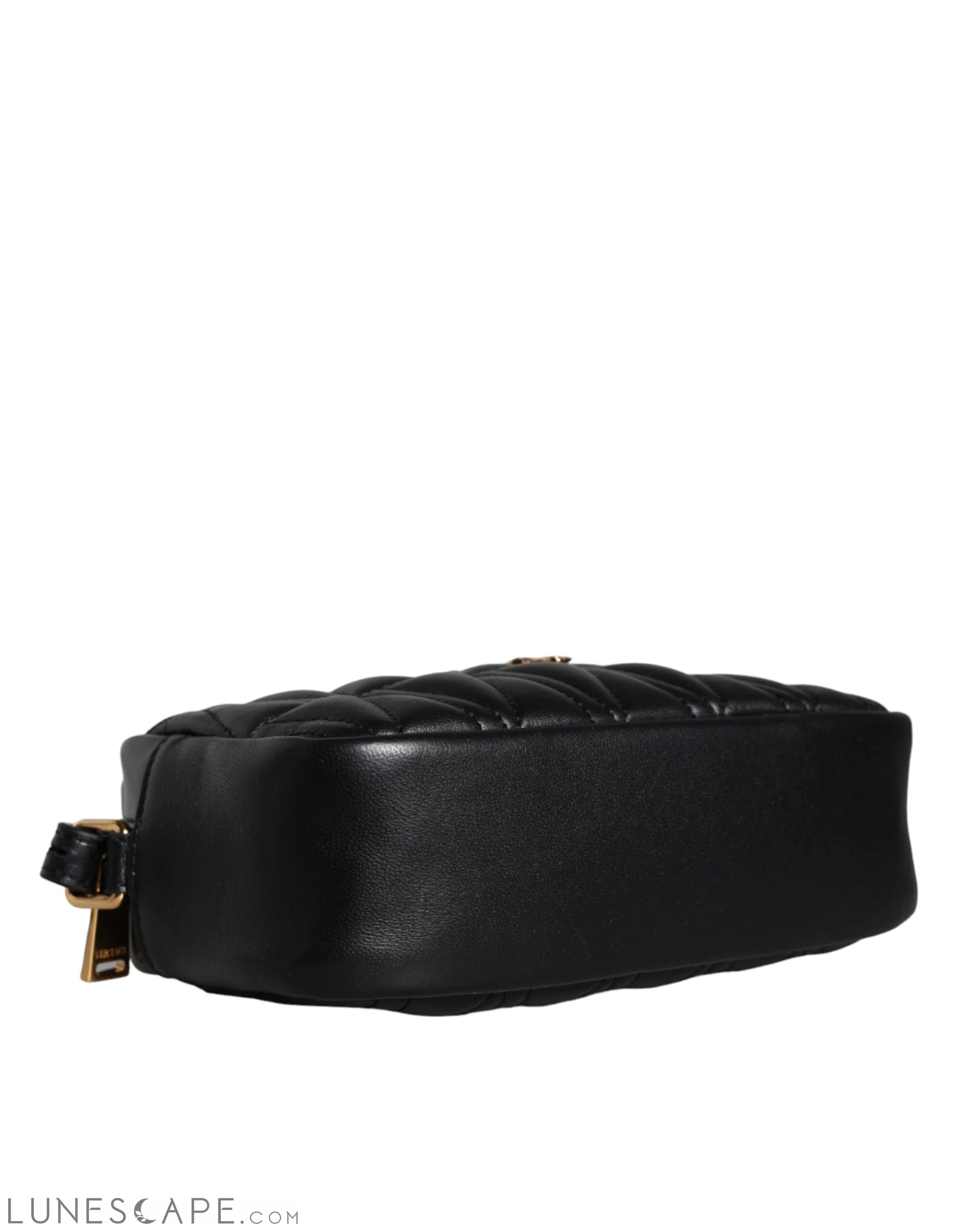 Versace Black Quilted Lamb Leather Camera Case Shoulder Bag LUNESCAPE