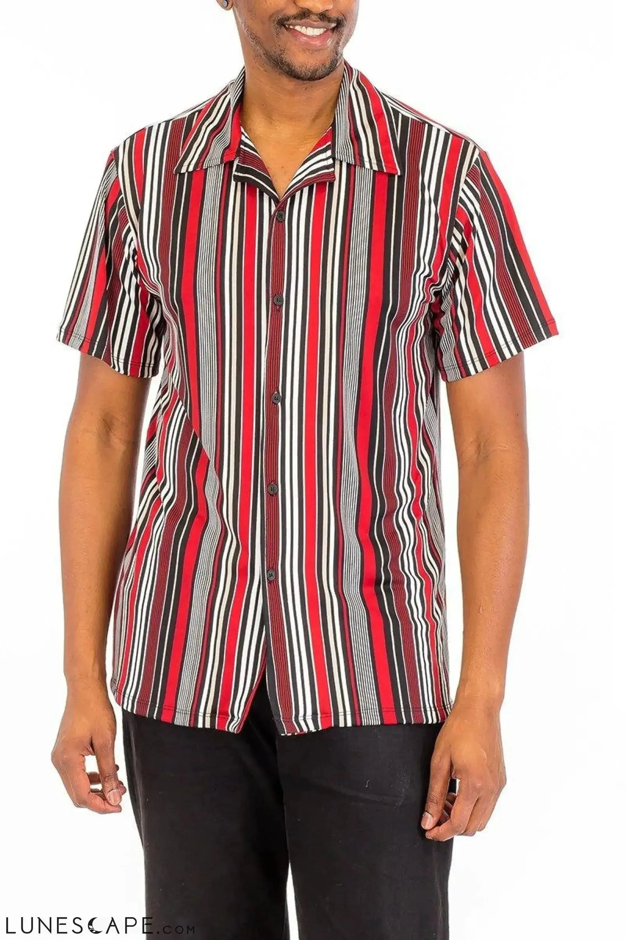 VERTICAL BUTTON UP SHIRT - RED LUNESCAPE