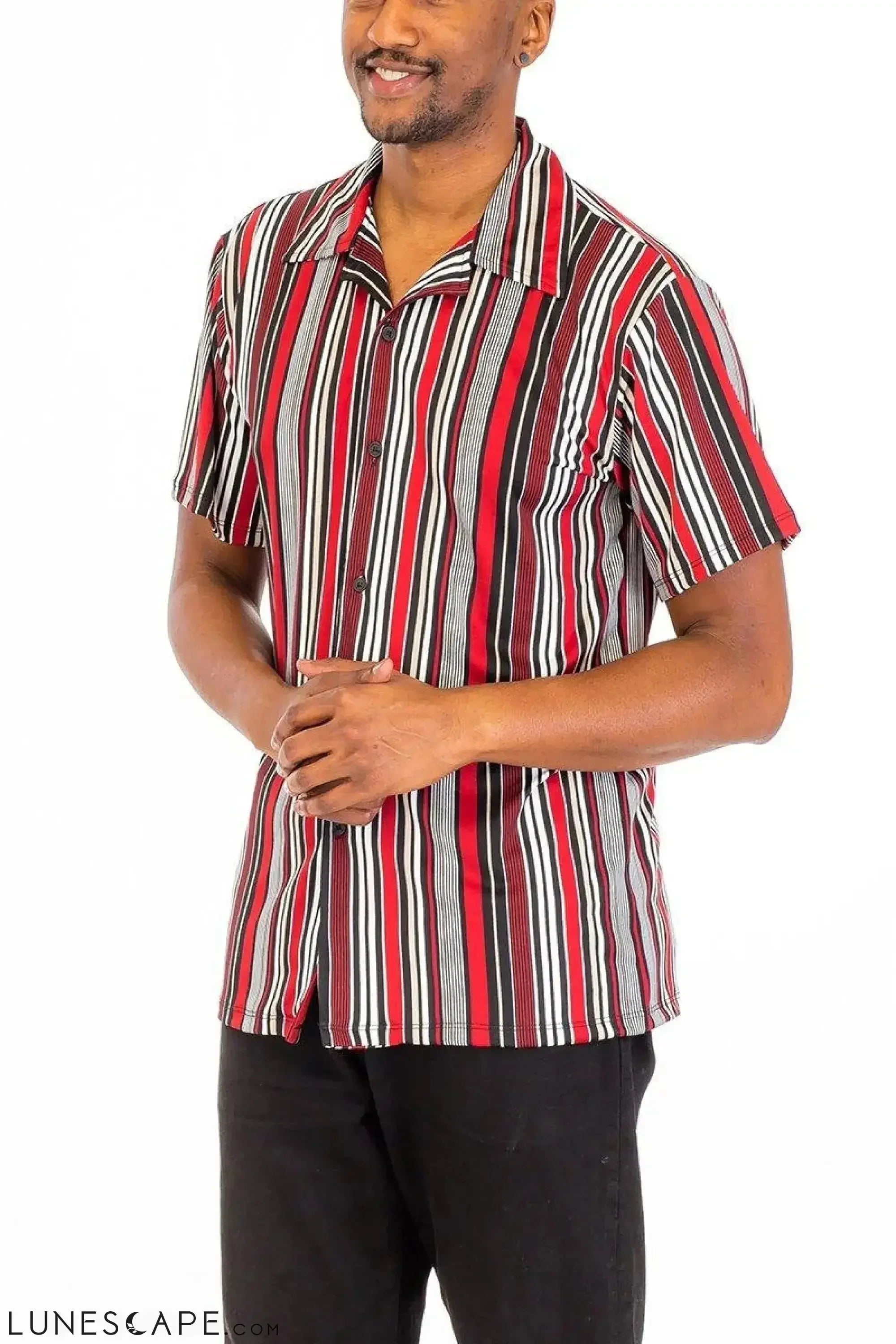 VERTICAL BUTTON UP SHIRT - RED LUNESCAPE
