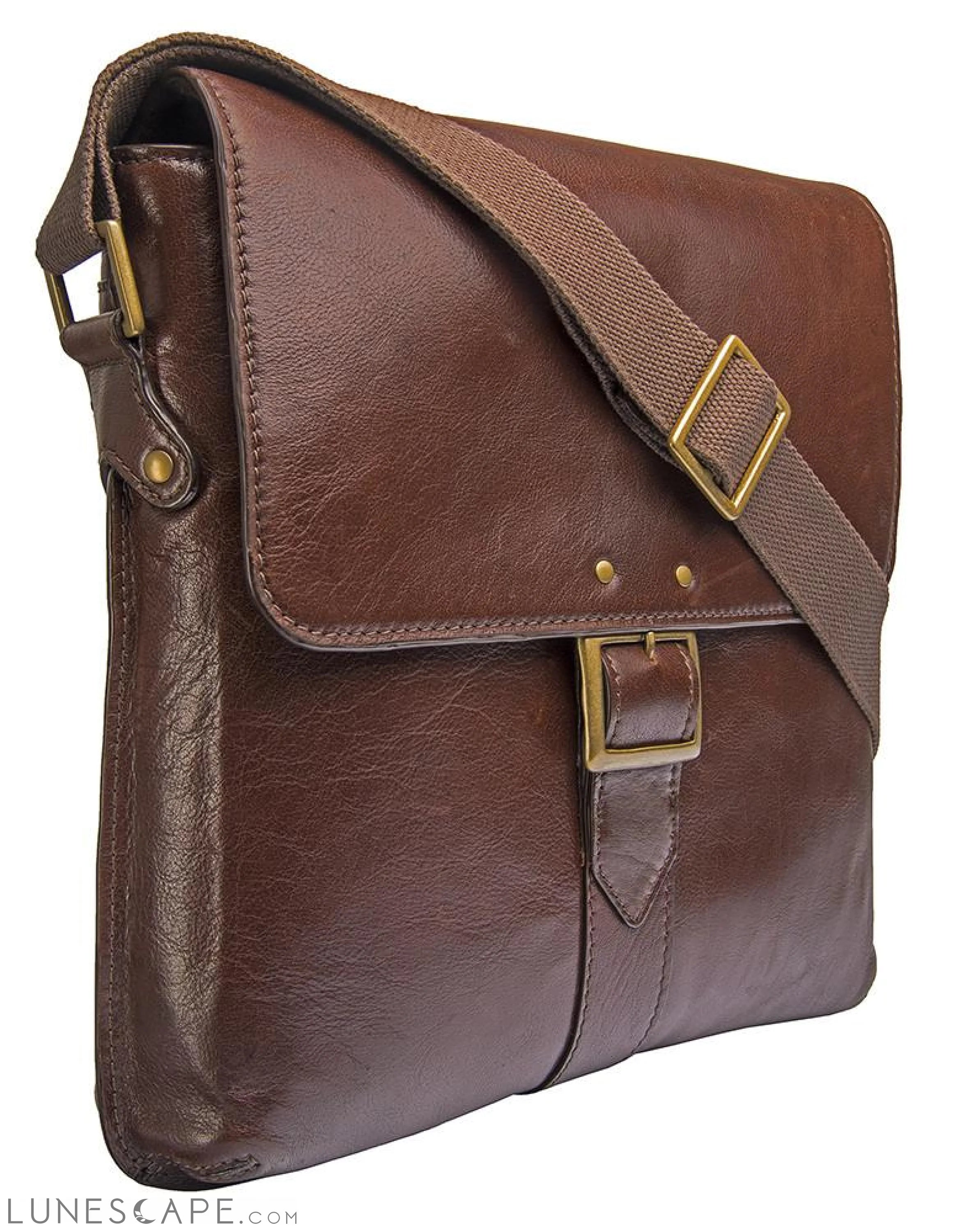 Vespucci Vertical Buffalo Leather Messenger LUNESCAPE