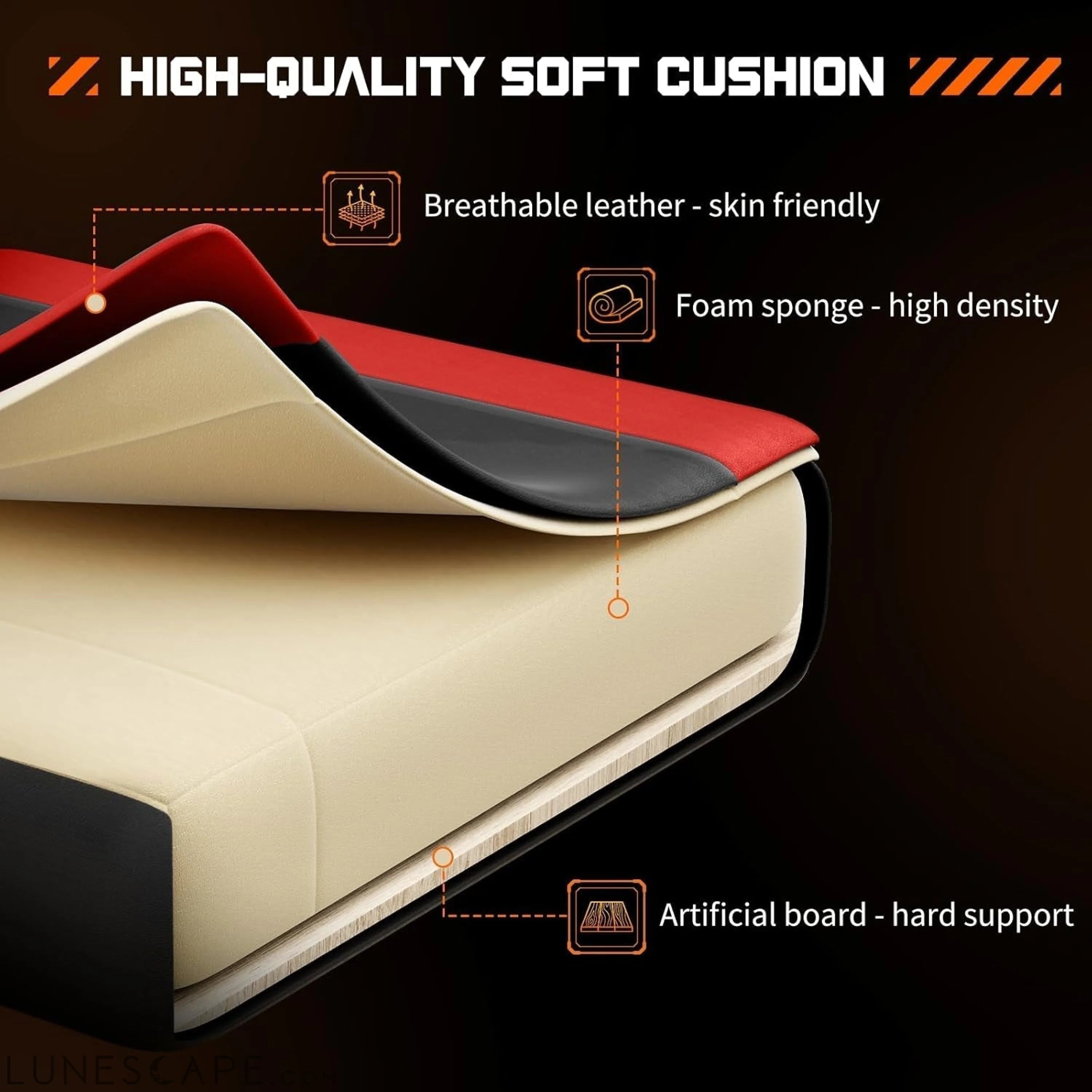 Video Game Desk Chair - Ergonomic Computer with Footrest and Comfy LUNESCAPE