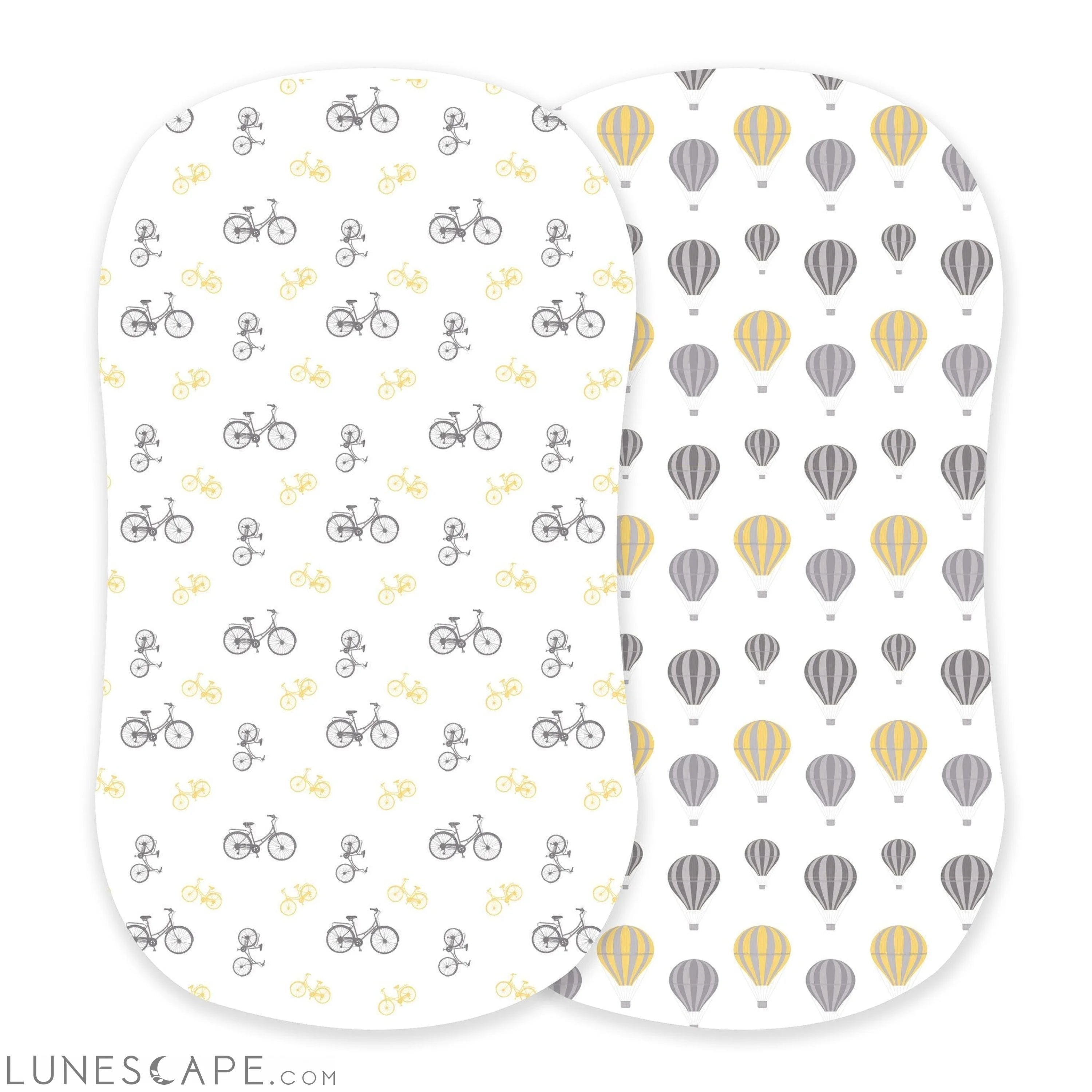 Vintage Bicycles and Hot Air Balloon Bamboo Changing Pad Cover/Bassinet Sheet LUNESCAPE