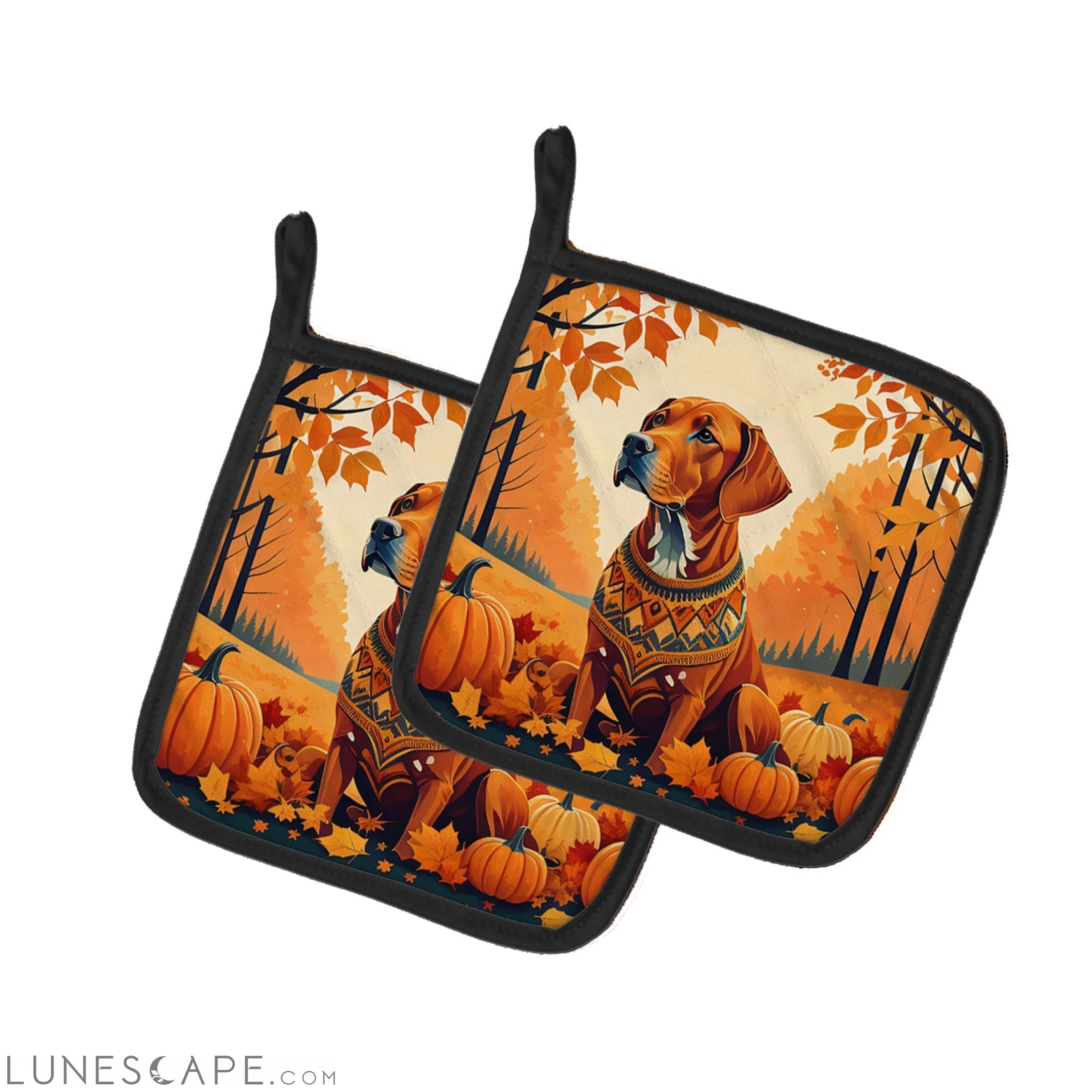 Vizsla Fall Pair of Pot Holders LUNESCAPE