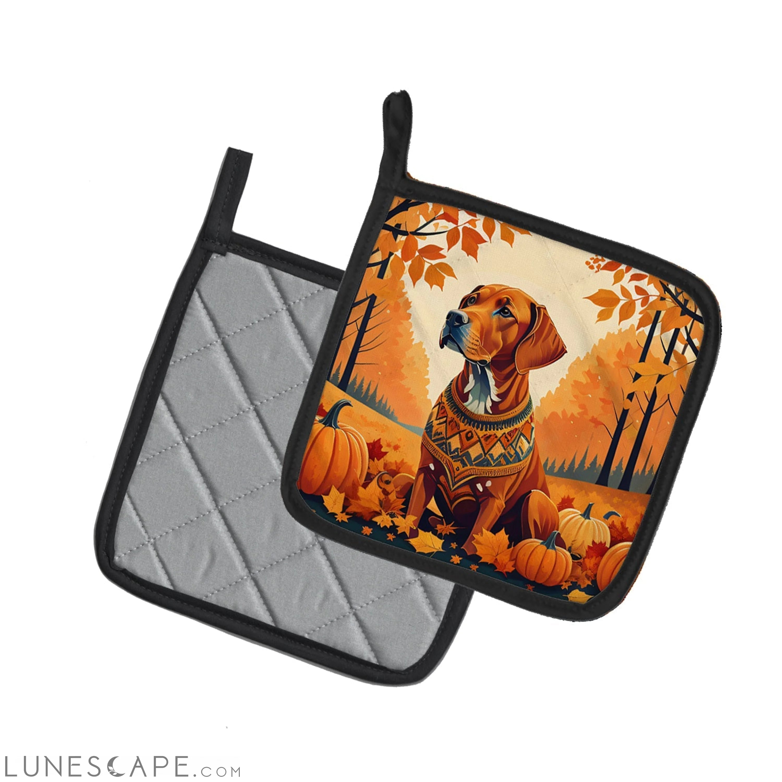 Vizsla Fall Pair of Pot Holders LUNESCAPE