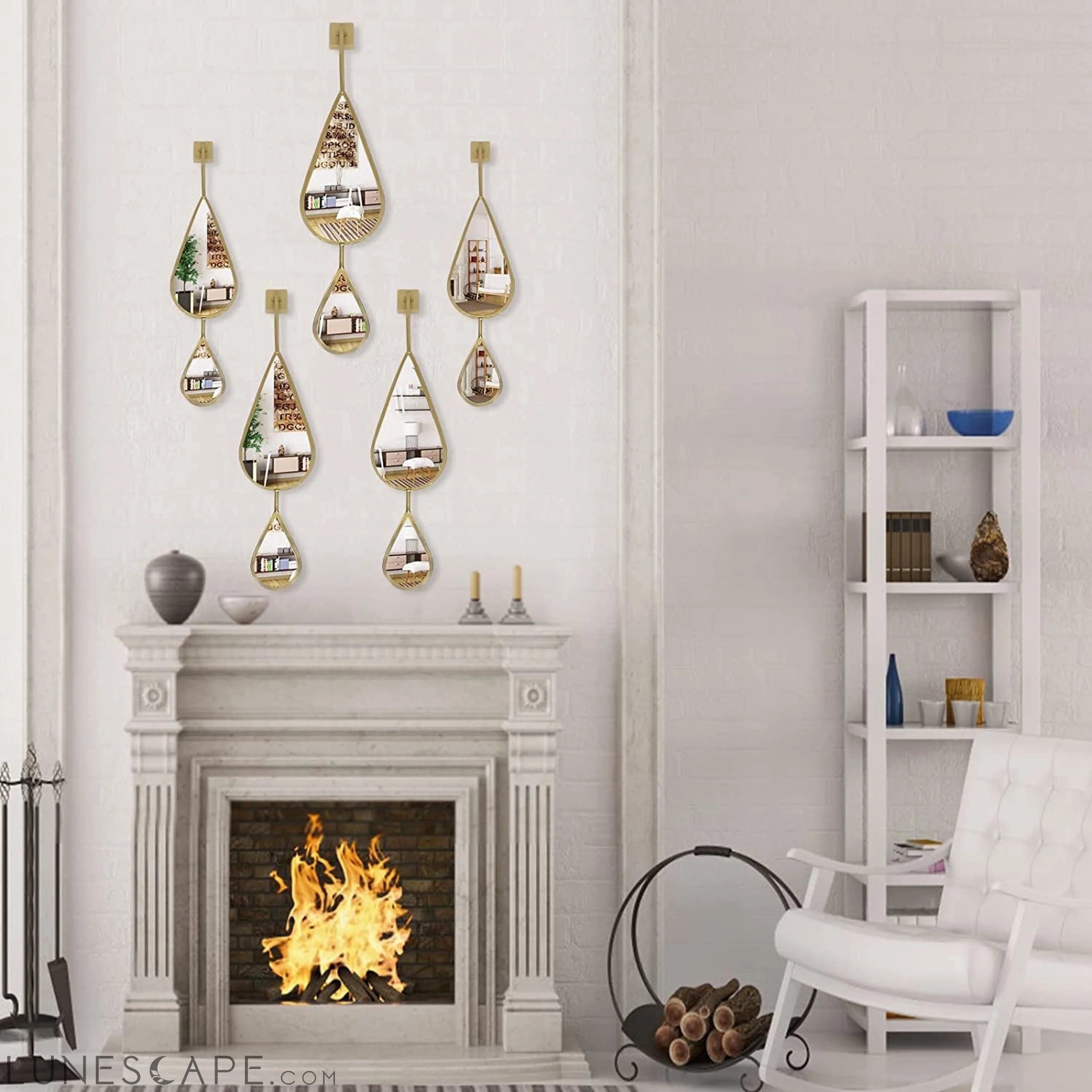 Wall Mirror Decorative Mirrors Mounted Decor Tear Drop Shape Gold for LUNESCAPE