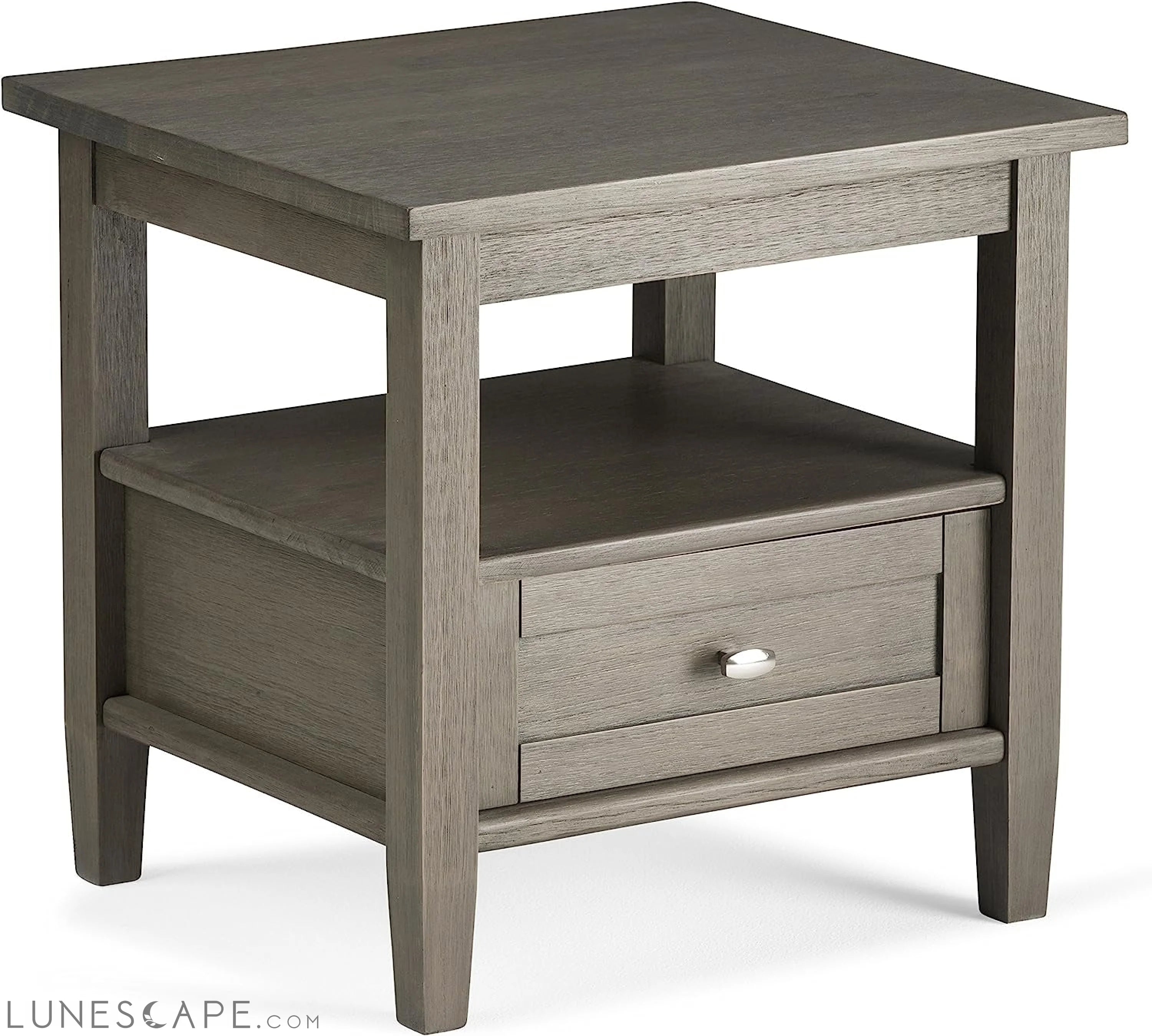 Warm Shaker Solid Wood Rectangle End Table - Farmhouse Grey LUNESCAPE