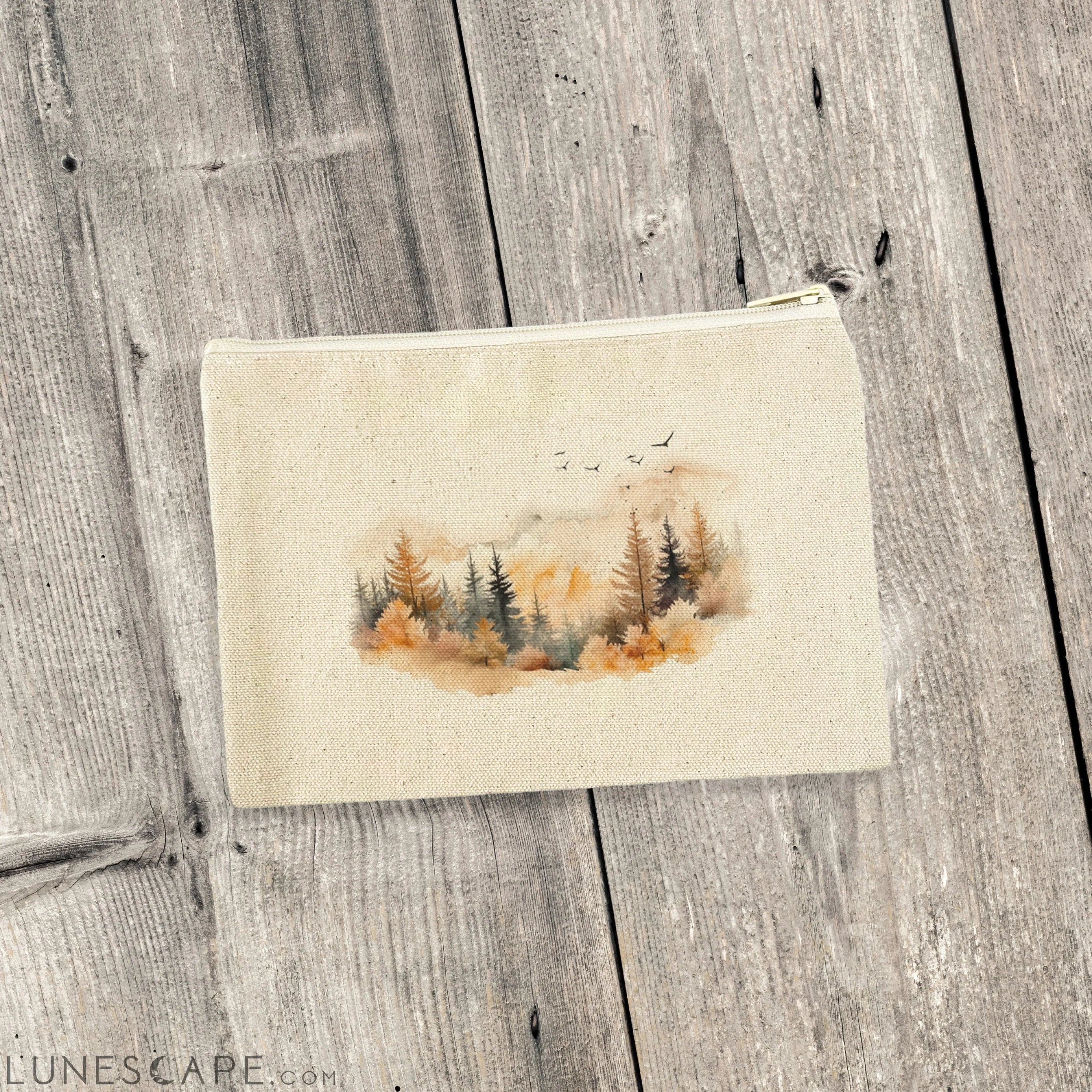 Warm Watercolor Mountains - Canvas Zipper Pouch LUNESCAPE