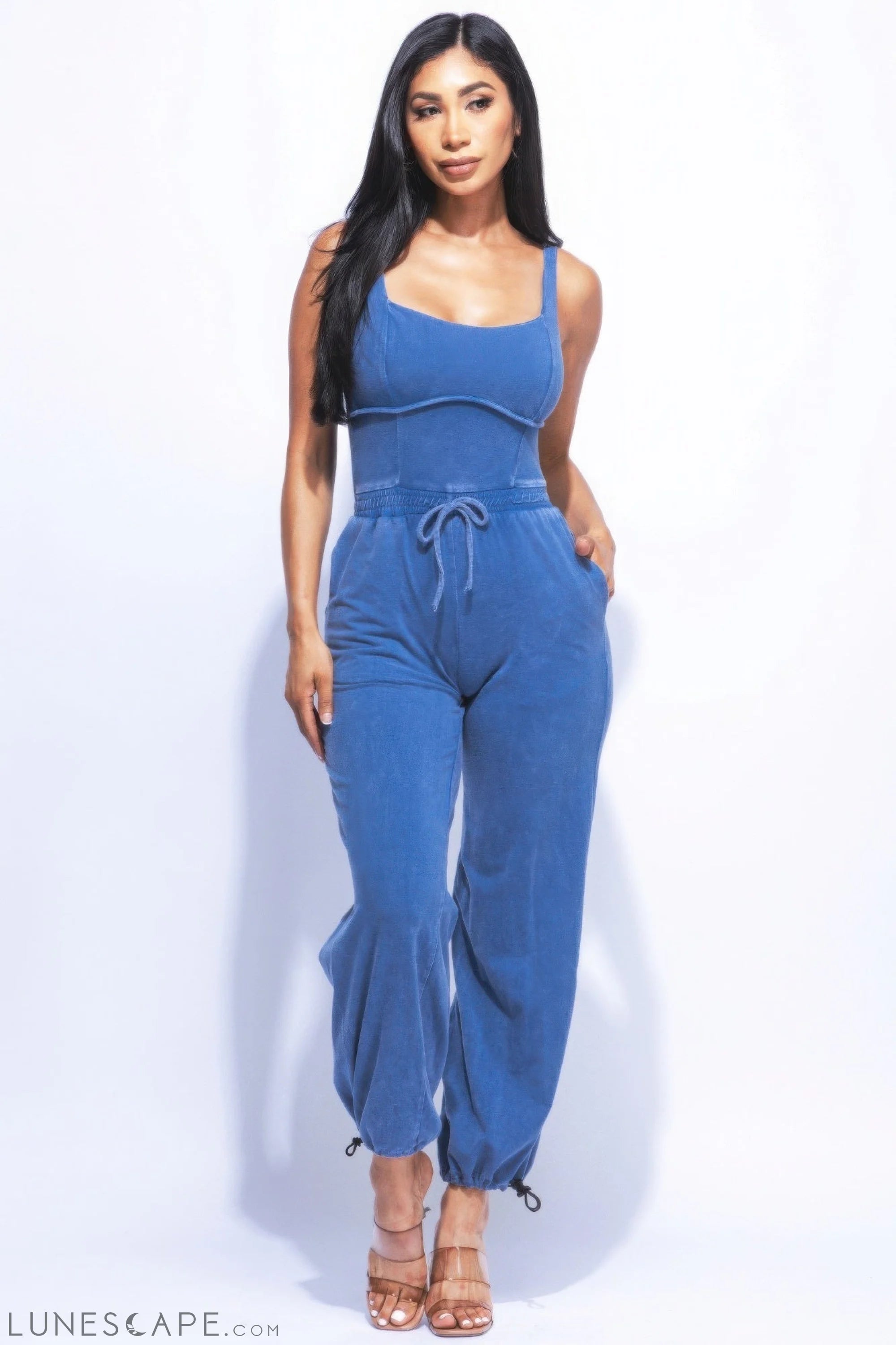 Washed Jumpsuit With Adjustable Ankle LUNESCAPE