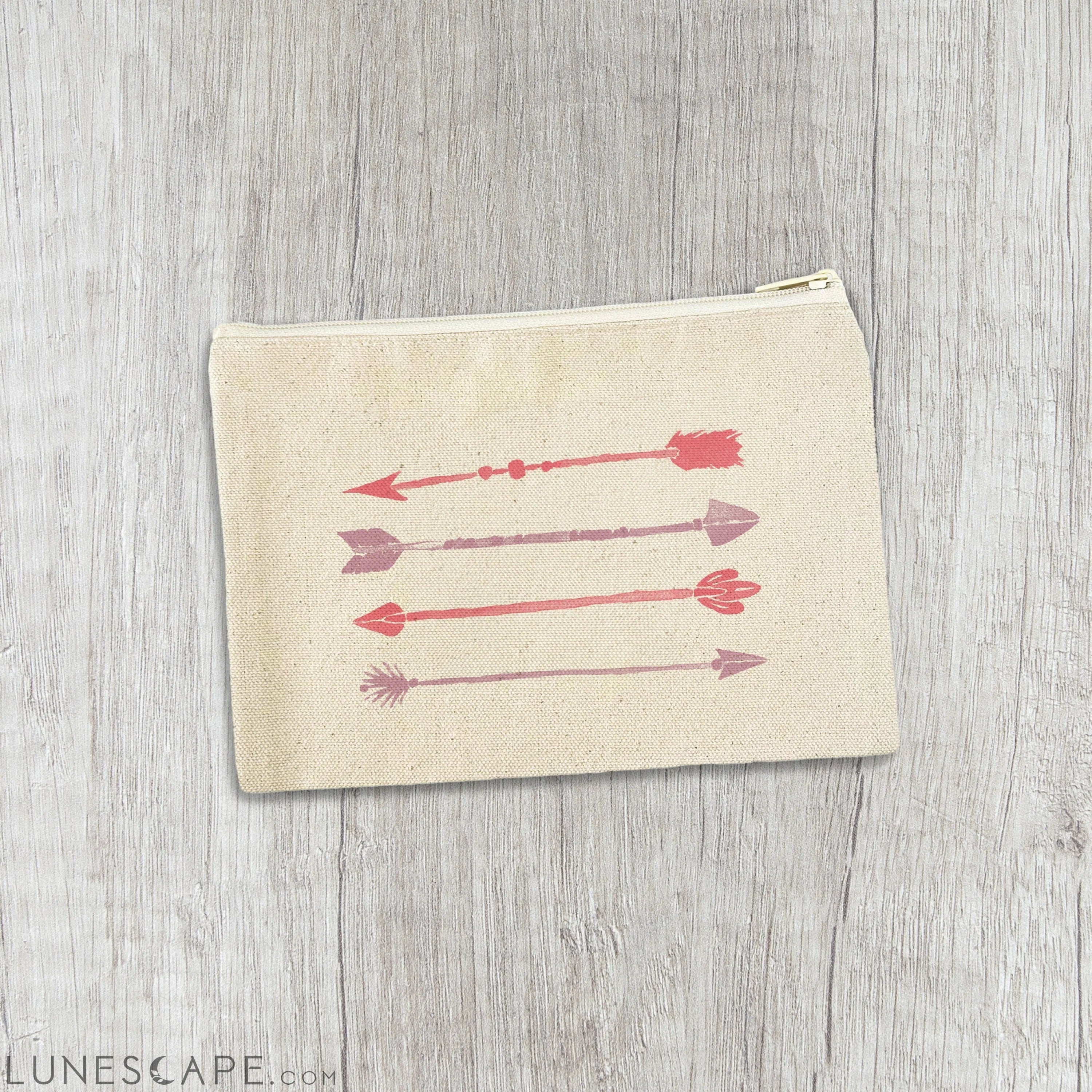 Watercolor Arrows - Valentine's Day Canvas Zipper Pouch LUNESCAPE