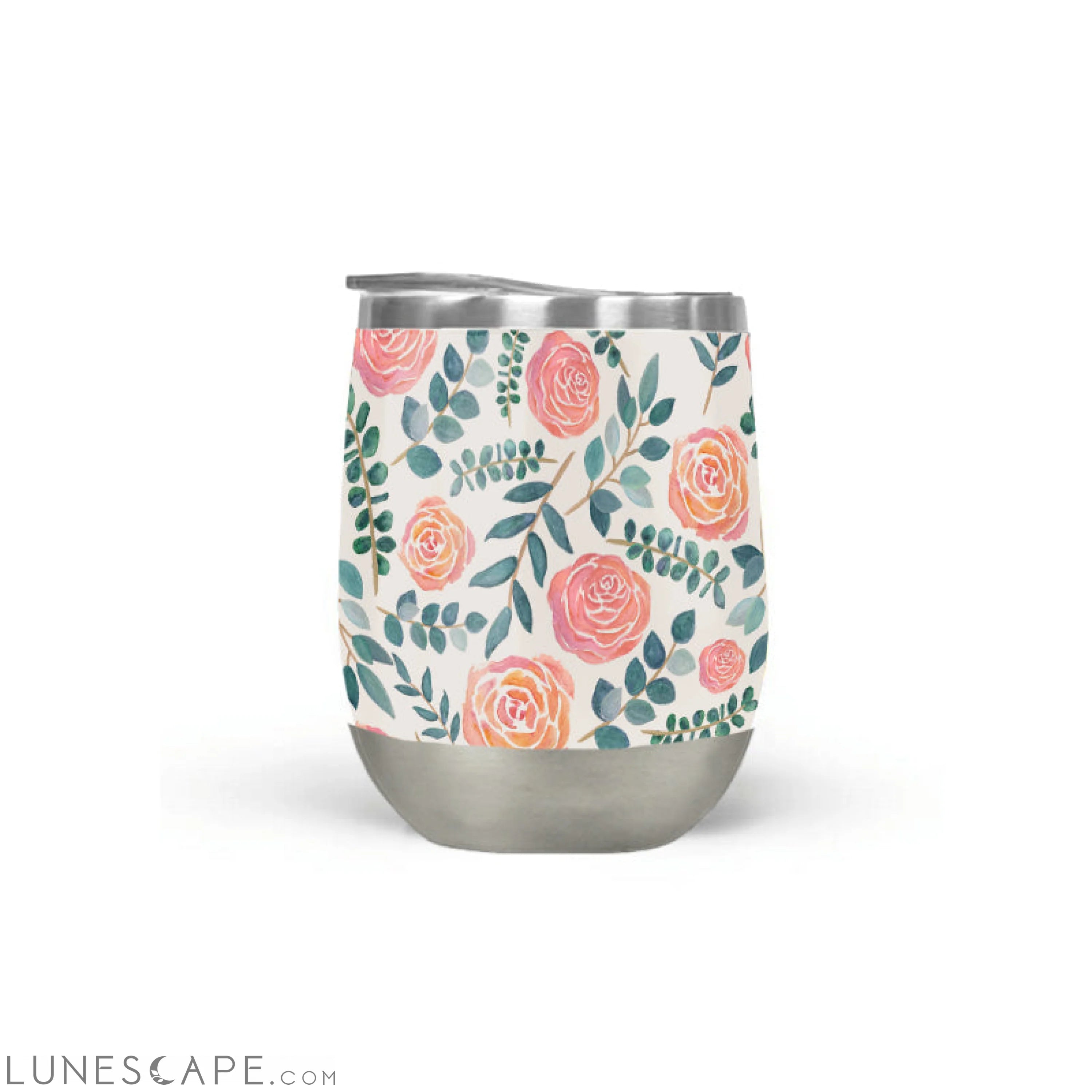 Watercolor Floral Wine Tumbler LUNESCAPE