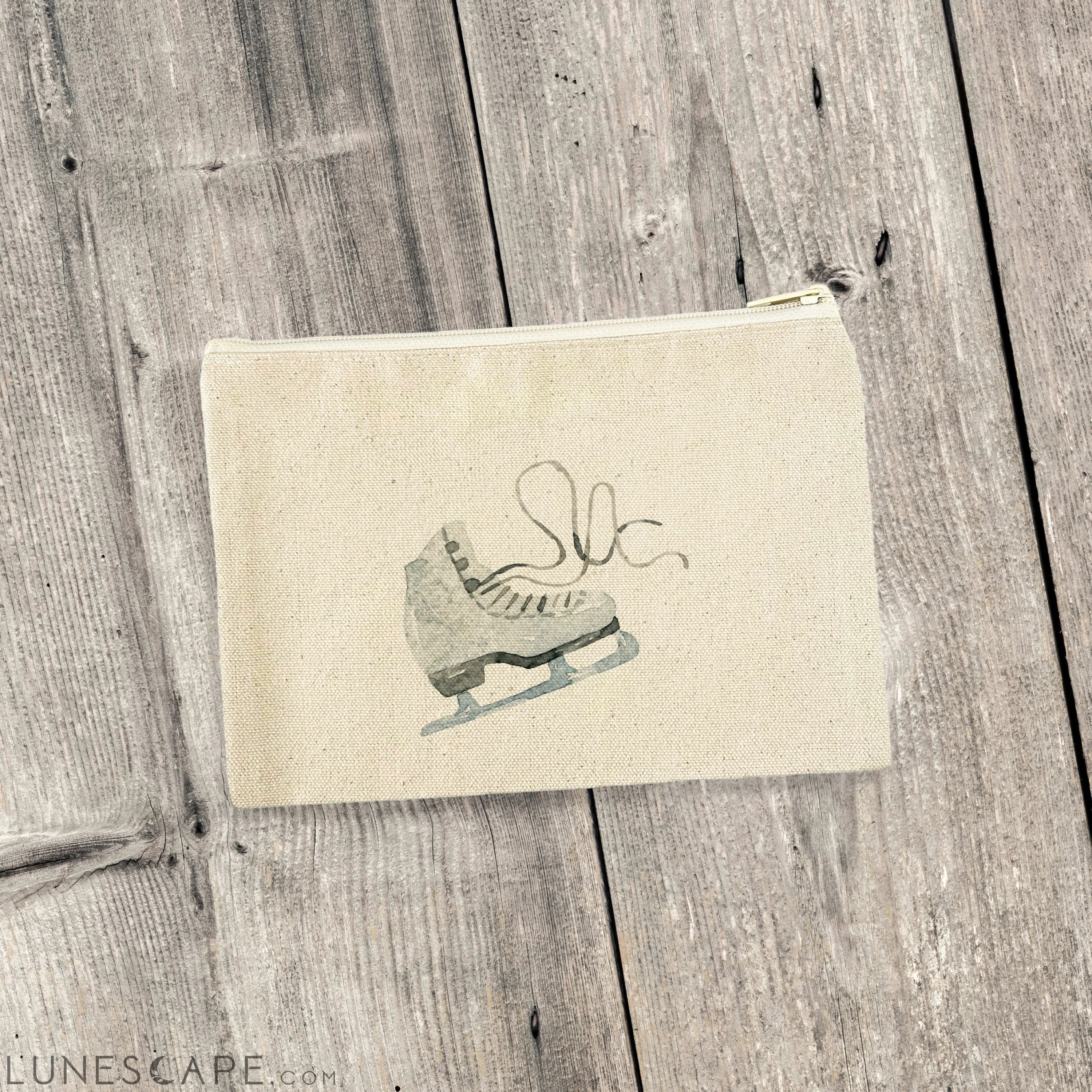 Watercolor Ice Skate - Canvas Zipper Pouch LUNESCAPE