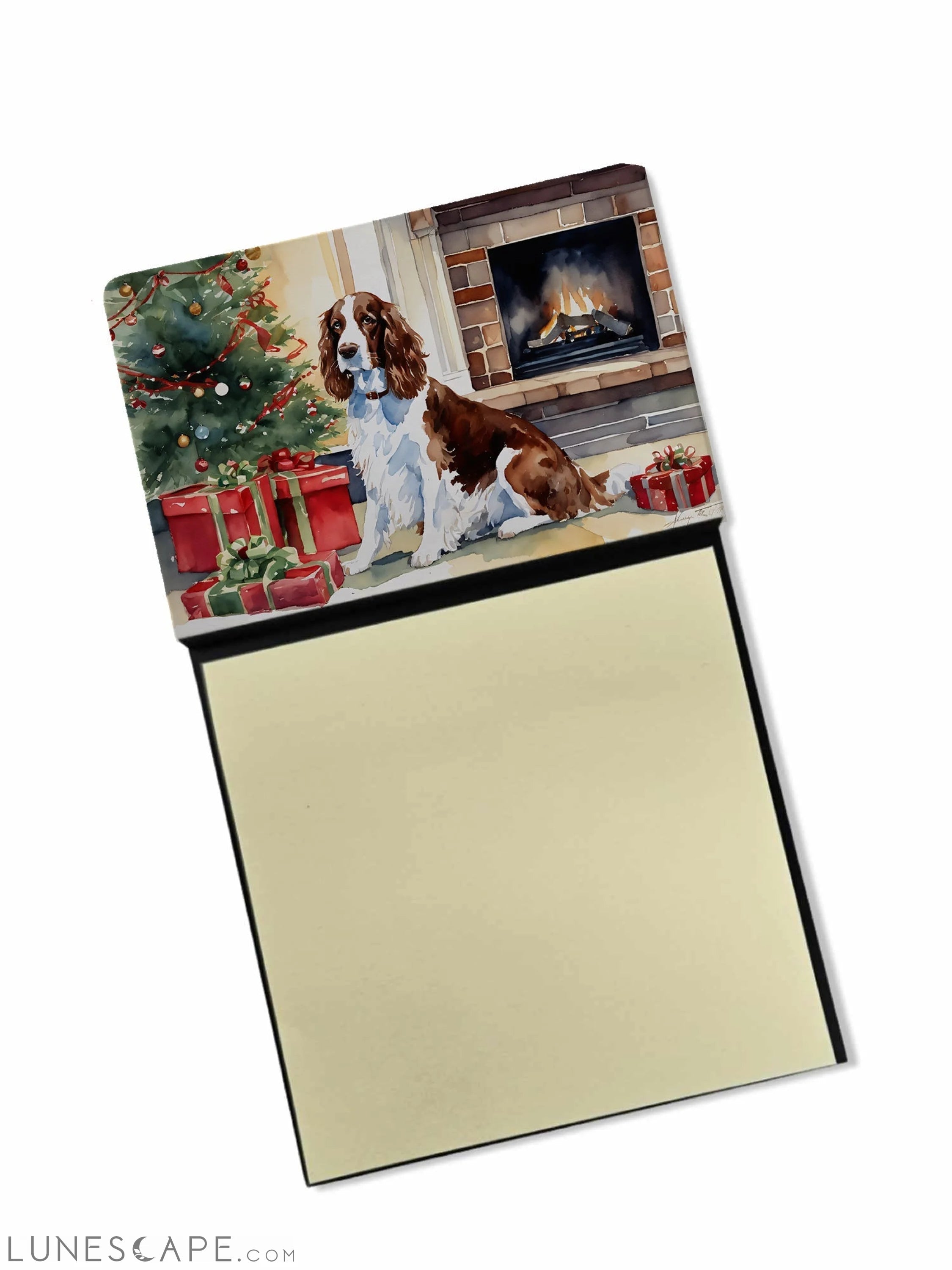 Welsh Springer Spaniel Cozy Christmas Sticky Note Holder LUNESCAPE