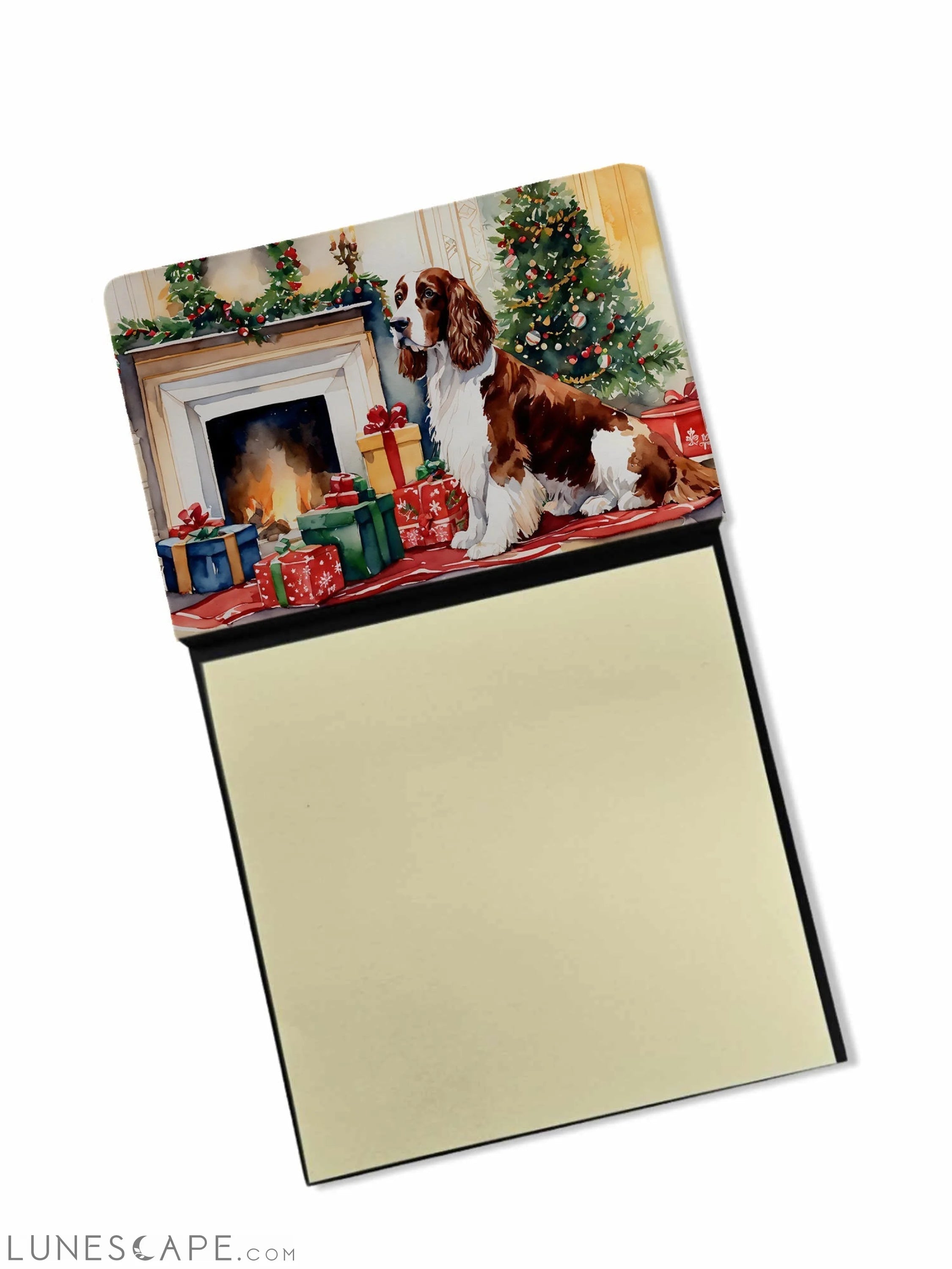 Welsh Springer Spaniel Cozy Christmas Sticky Note Holder LUNESCAPE