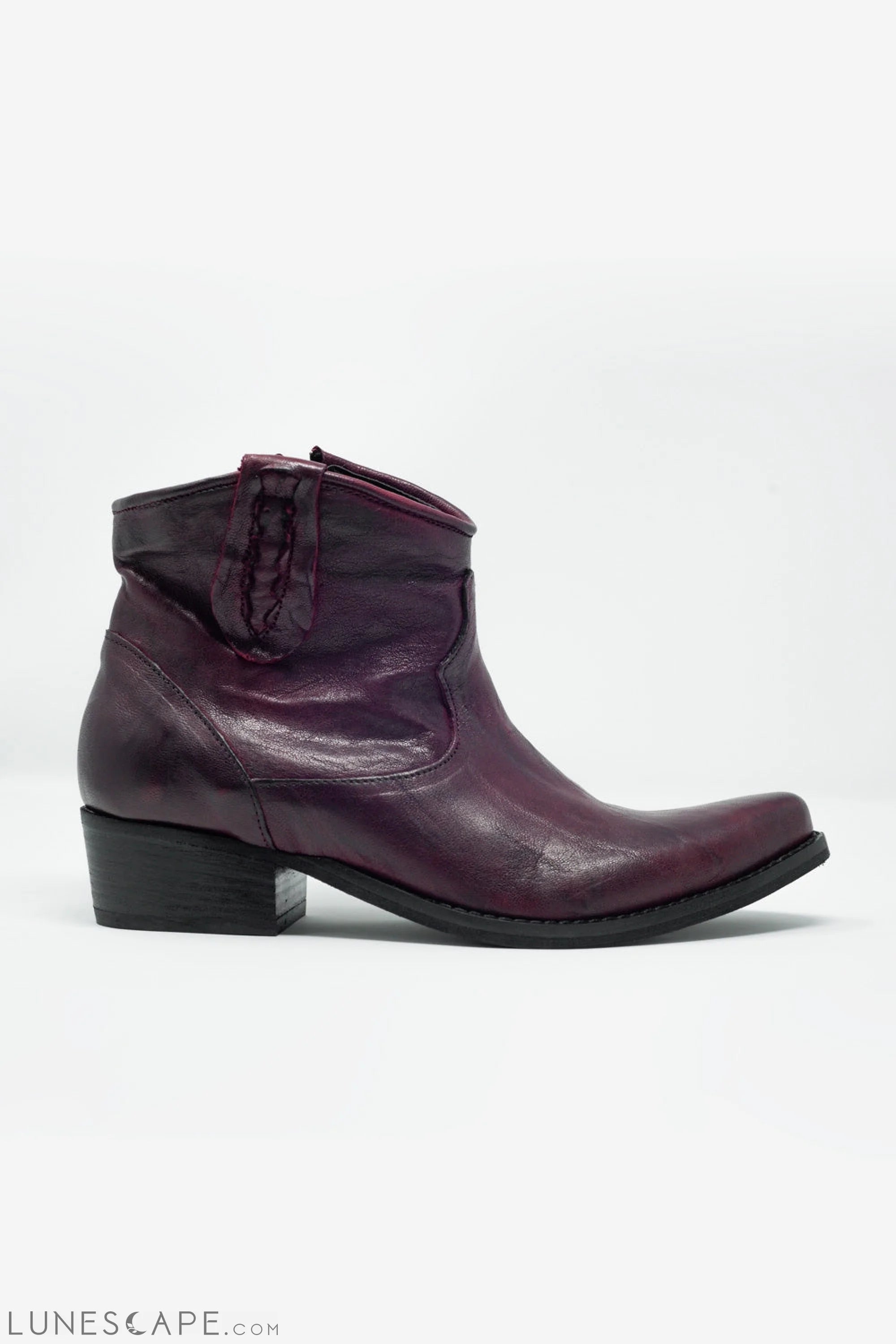 Western Sock Boots in Maroon With Detail on the Side LUNESCAPE