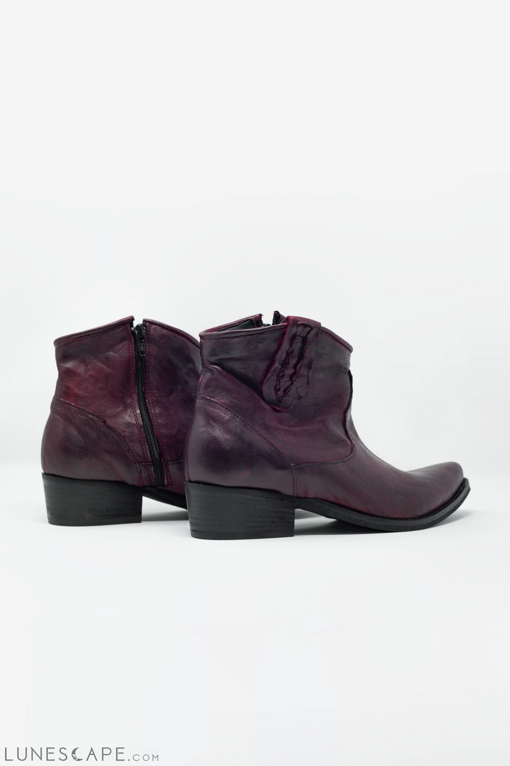 Western Sock Boots in Maroon With Detail on the Side LUNESCAPE
