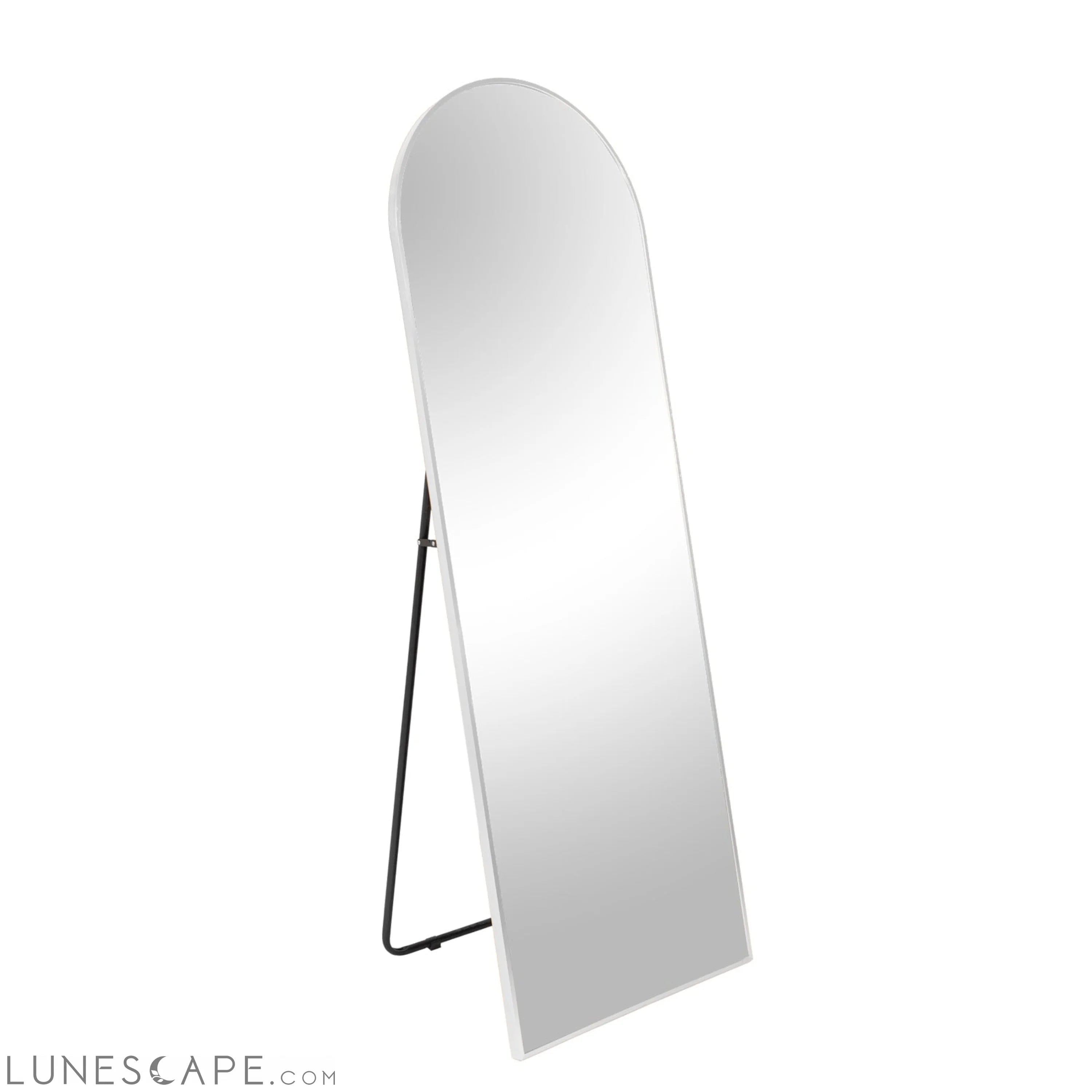 White 63x20 inch metal arch stand full length mirror LUNESCAPE