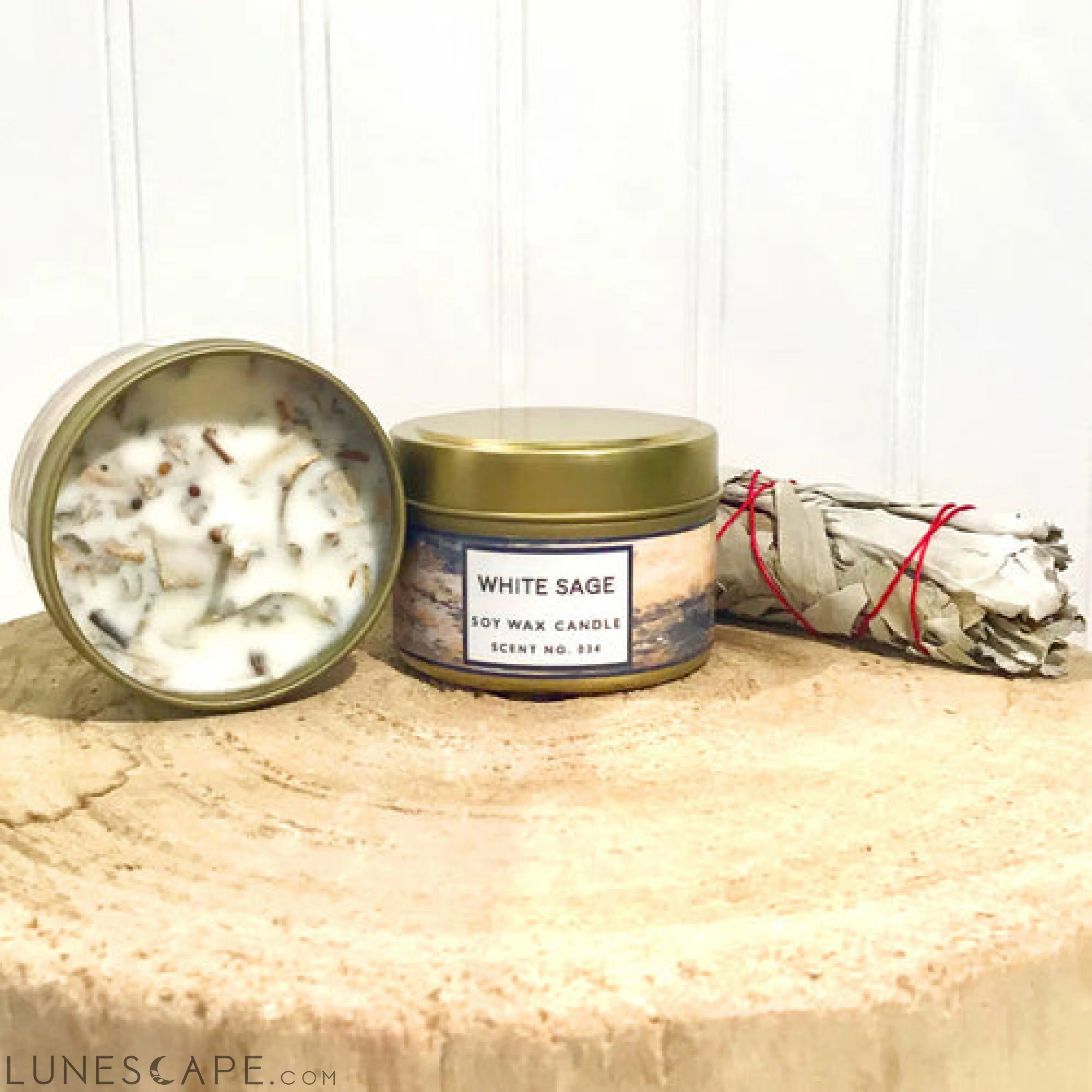 White Sage Aromatherapy Soy Wax Candle LUNESCAPE