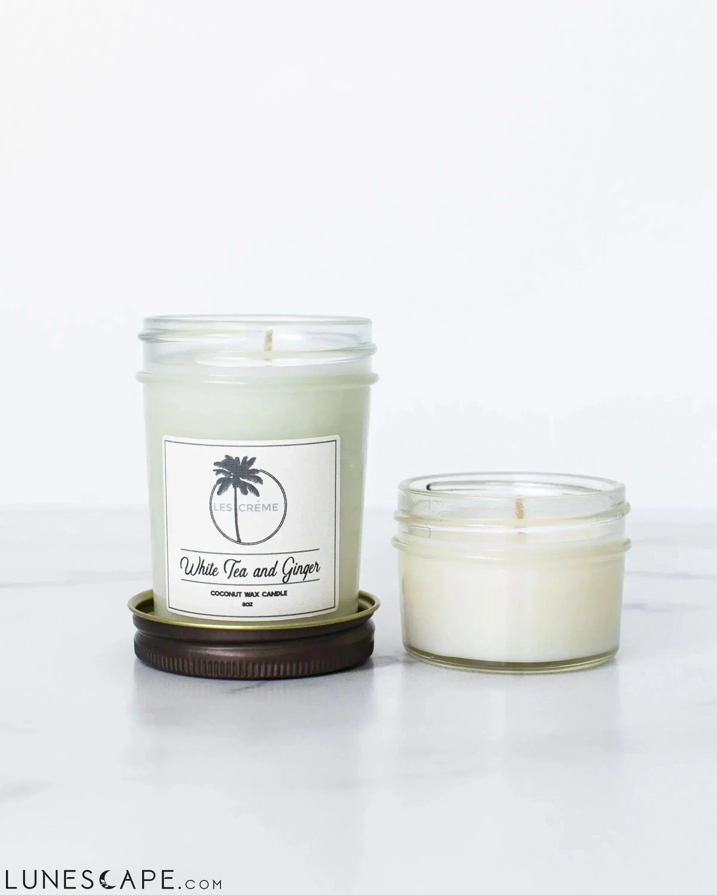 White Tea + Ginger Scent Coconut Wax Candle LUNESCAPE