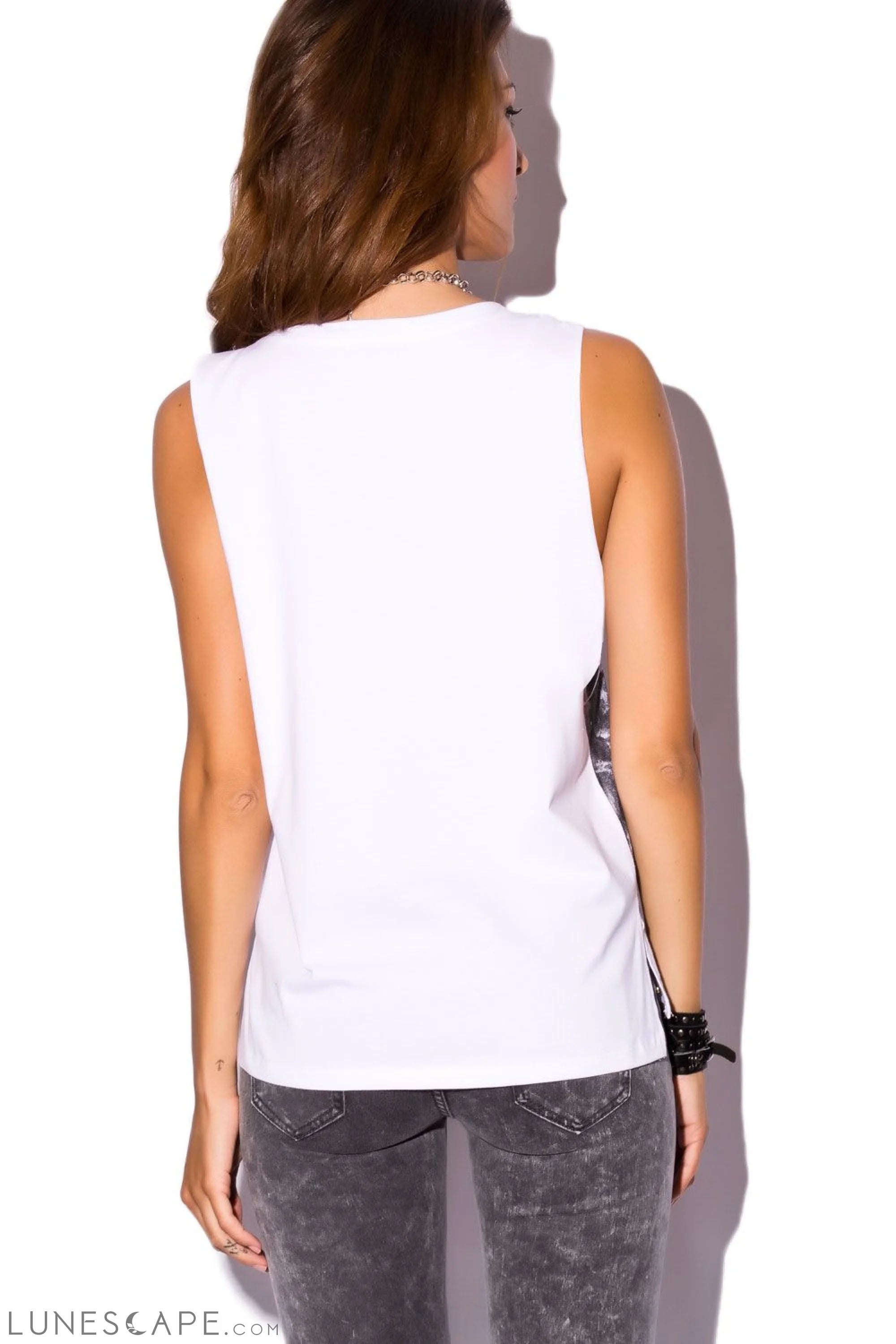 White Vest With Flag Print Gilets - Women