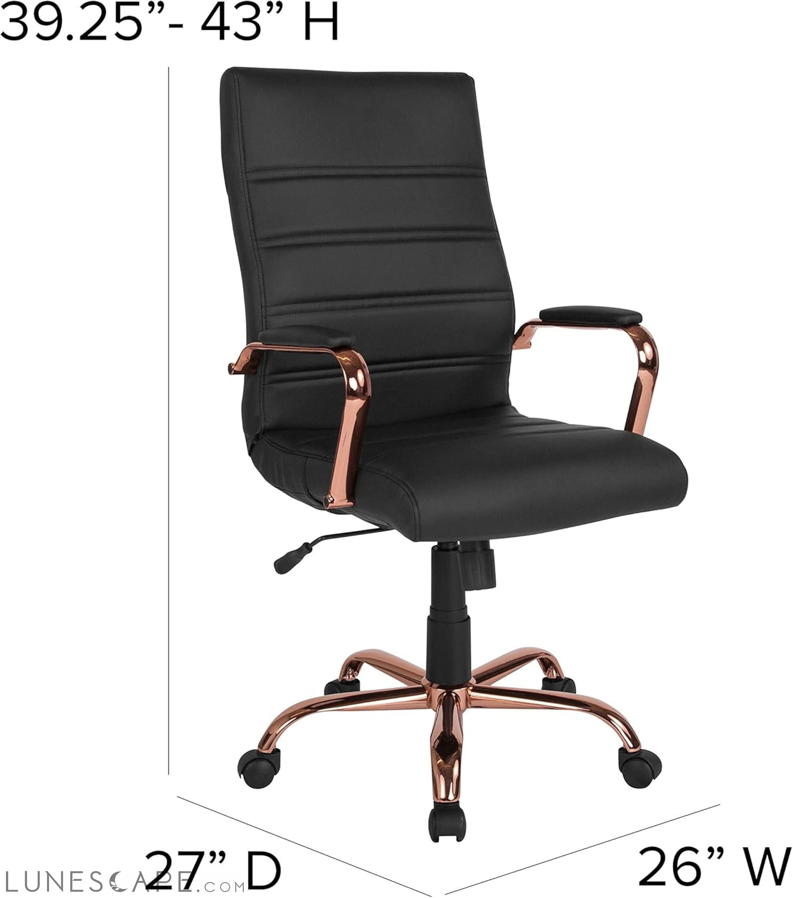 Whitney High-Back Swivel Leathersoft Desk Chair with Padded Seat and LUNESCAPE