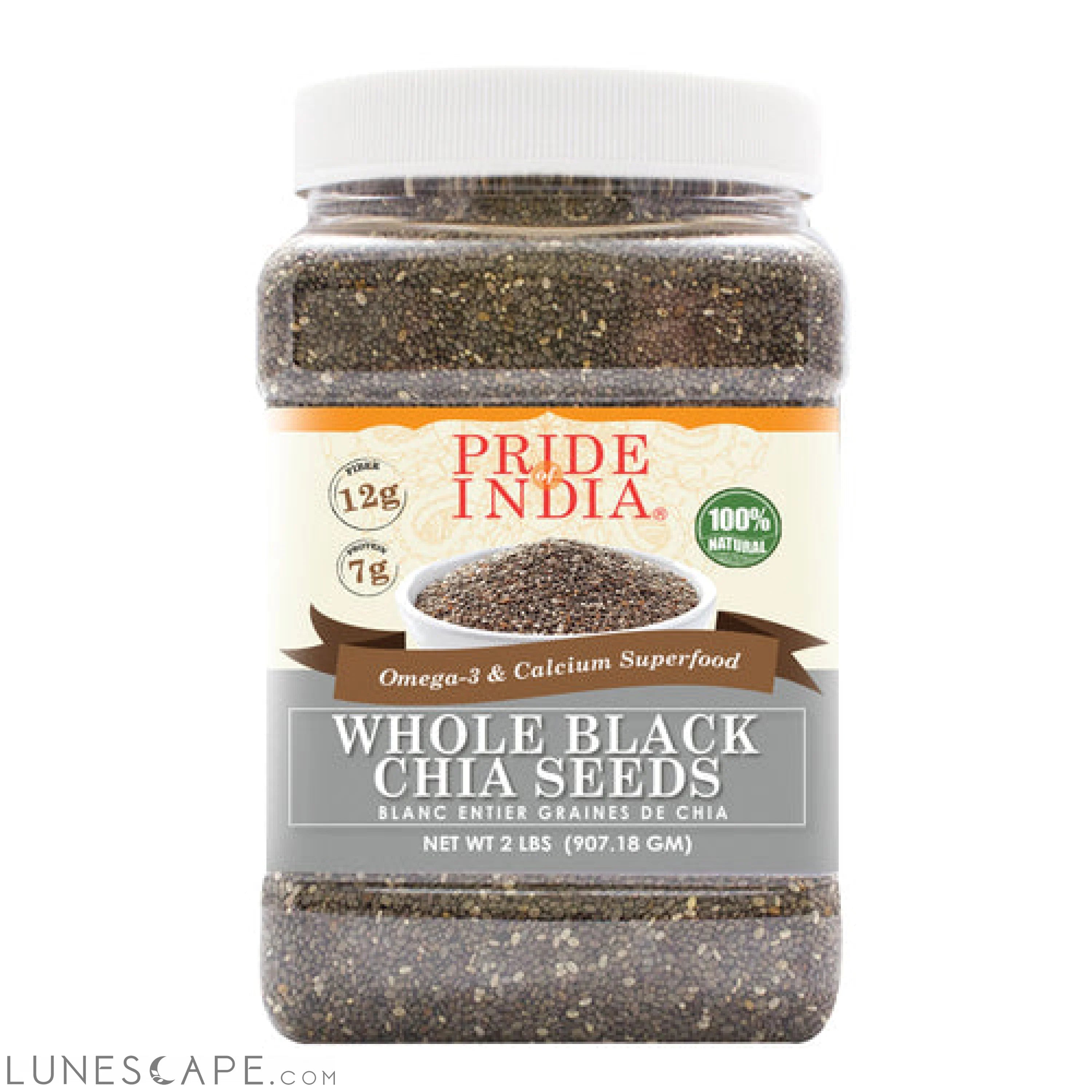 Whole Black Chia Seeds - Omega-3 & Calcium Superfood Jar LUNESCAPE