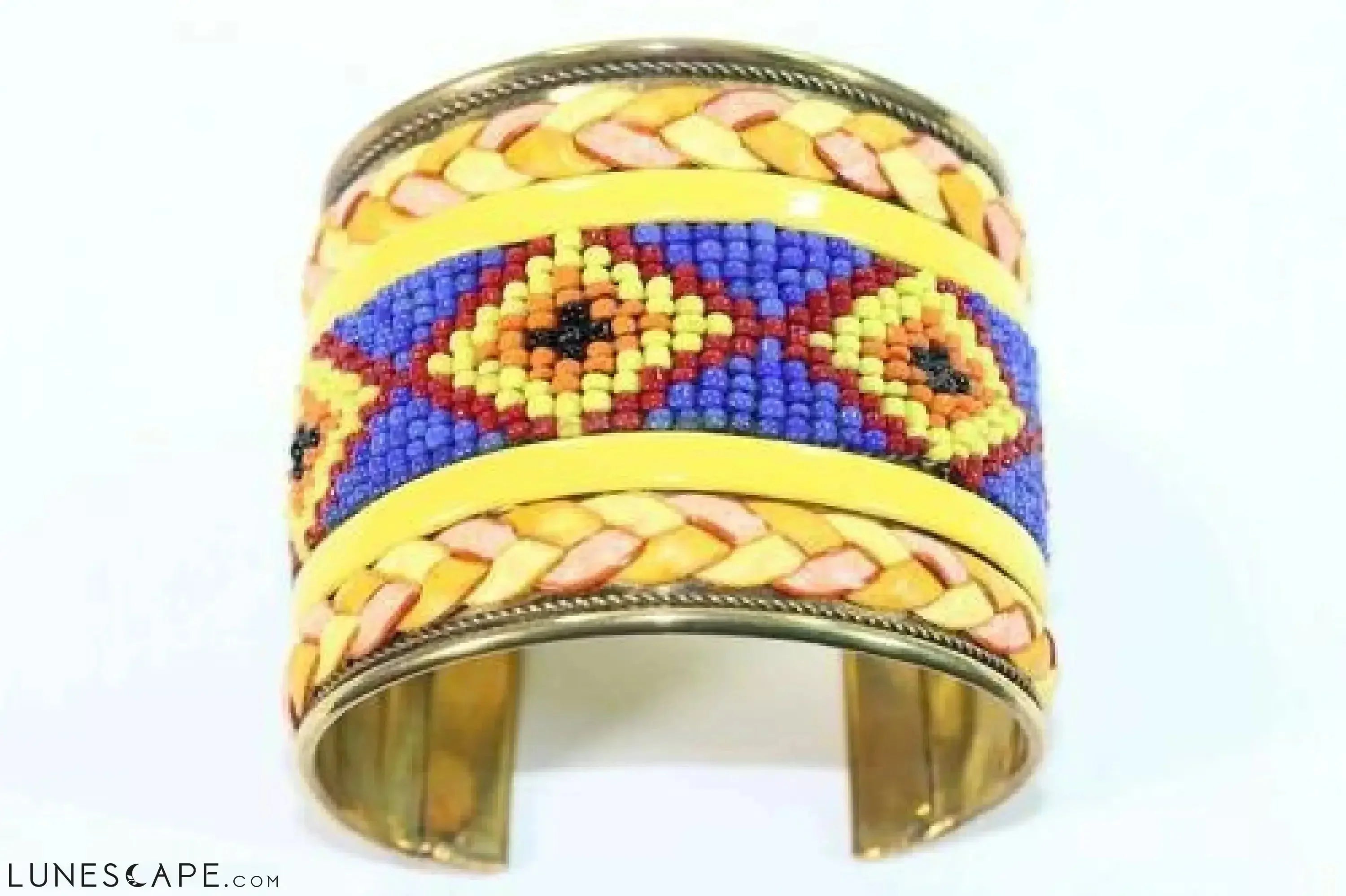 Wide Beaded Cuff - Orange / Blue / Yellow LUNESCAPE