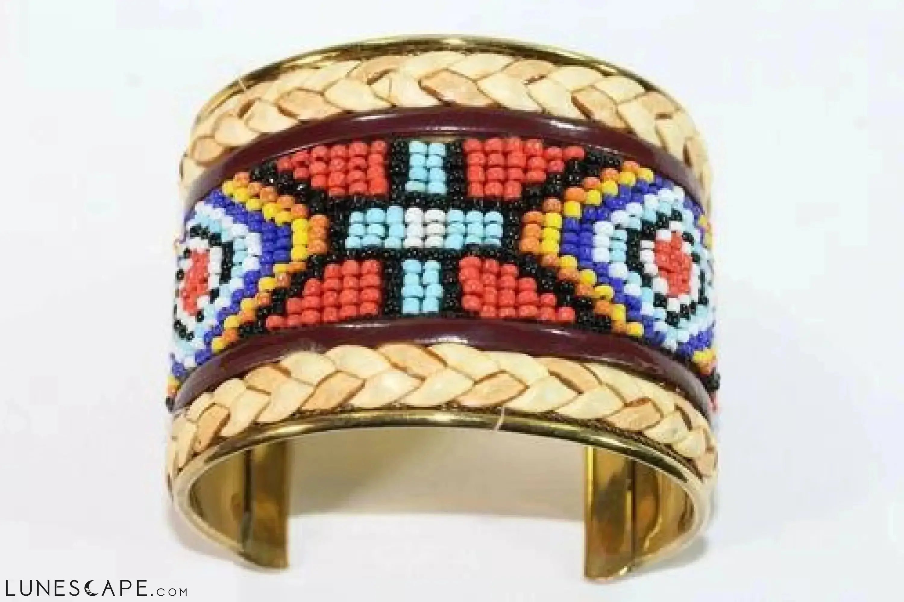 Wide Beaded Cuff - Orange / Blue / Yellow LUNESCAPE