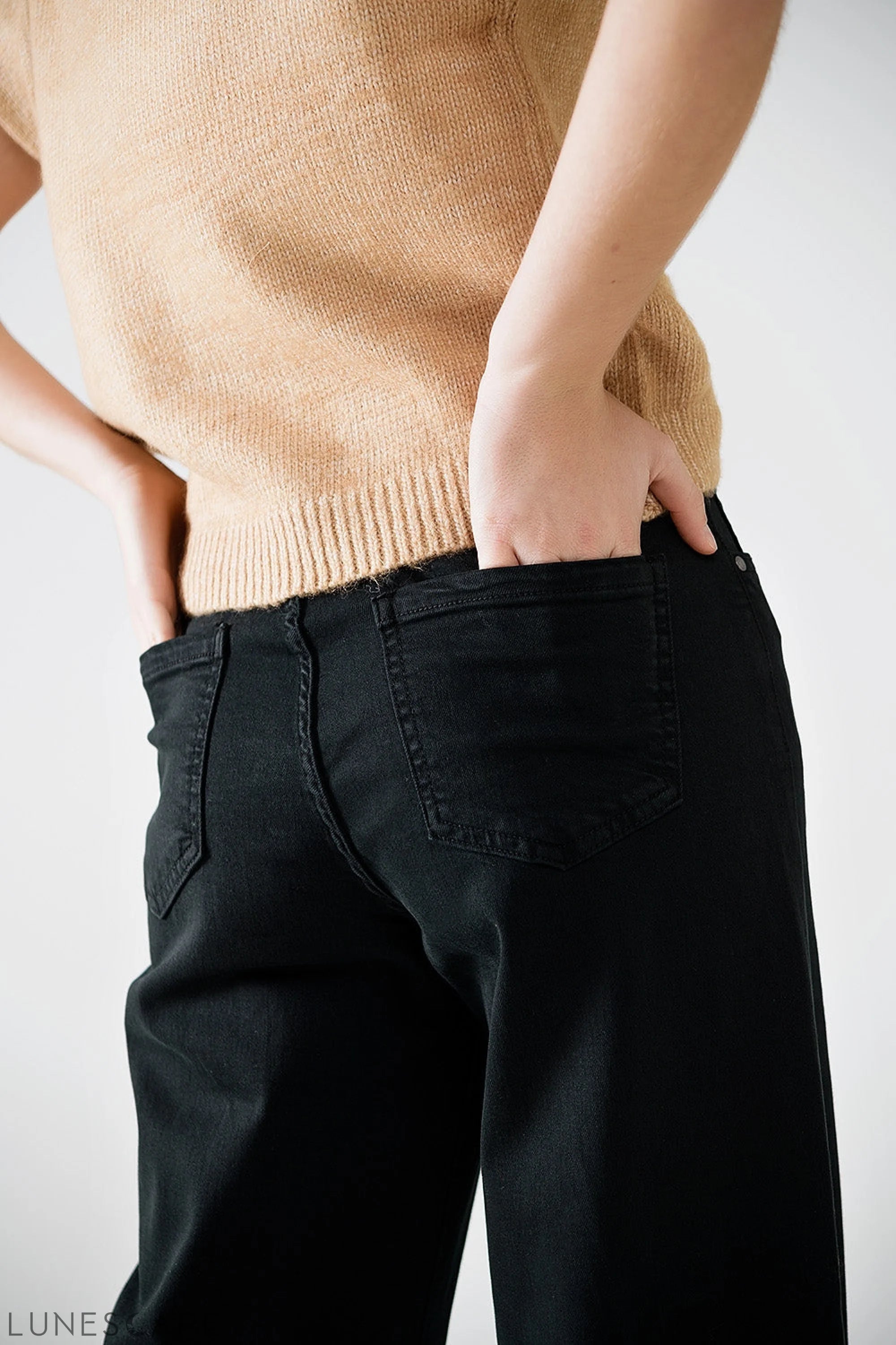 Wide Leg Black Pants With Leopard Print at the Bottom LUNESCAPE